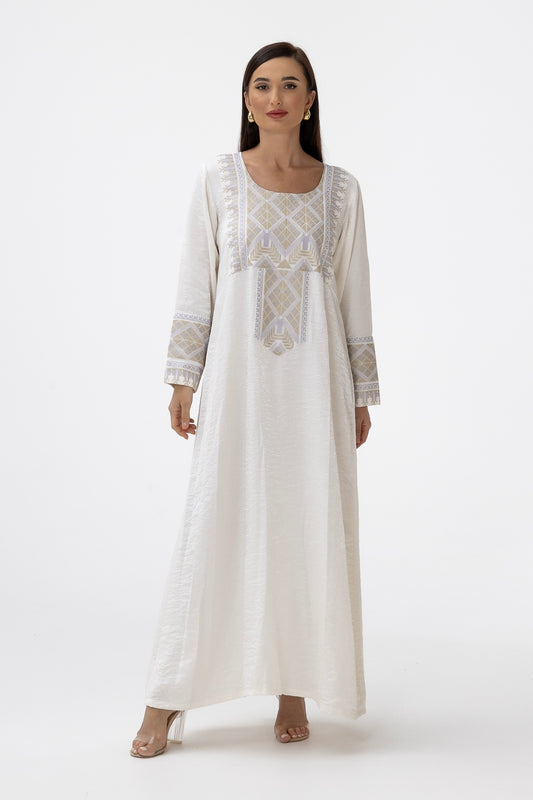 Ivory Kaftan with Embroidered Details