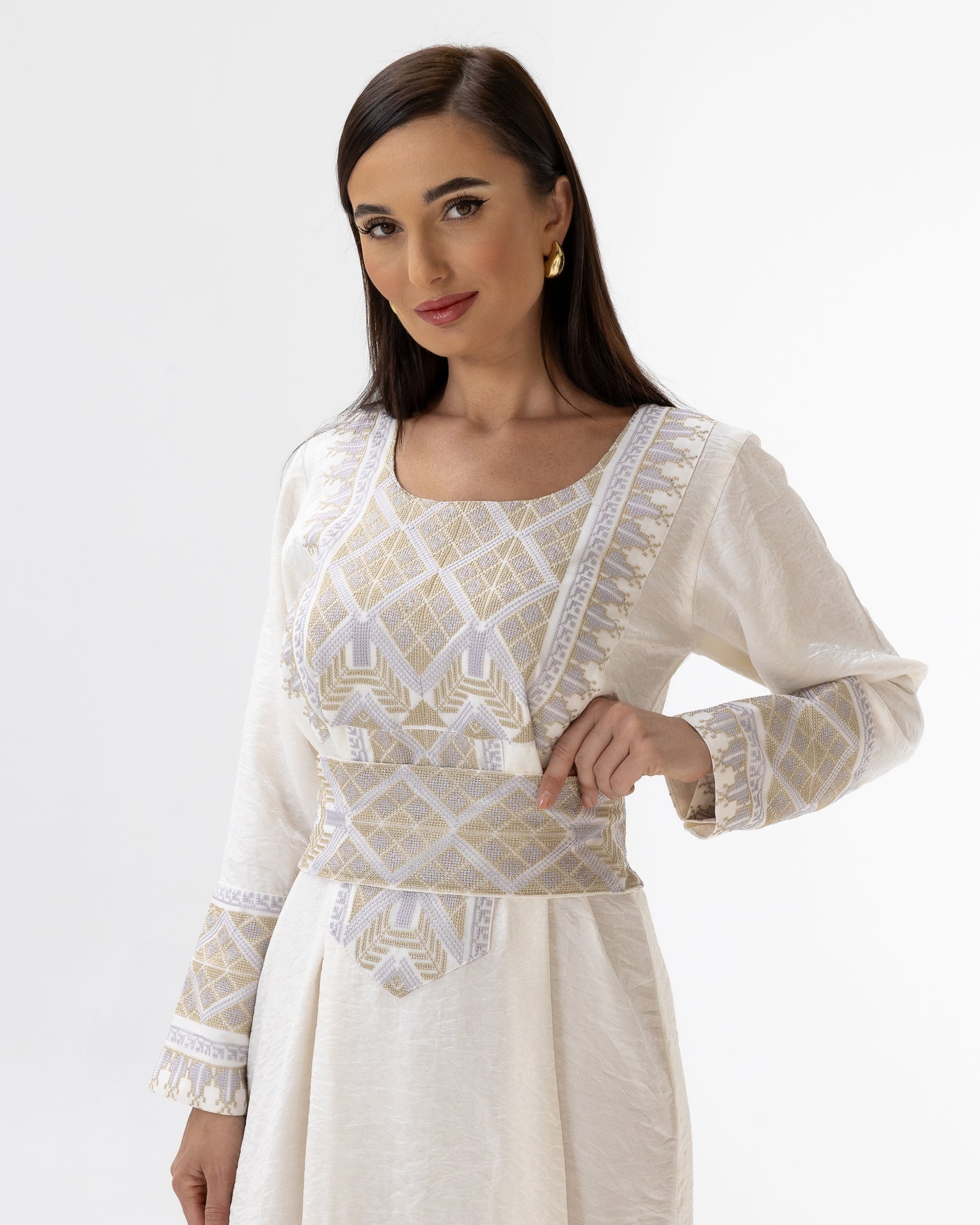 Ivory Kaftan with Embroidered Details