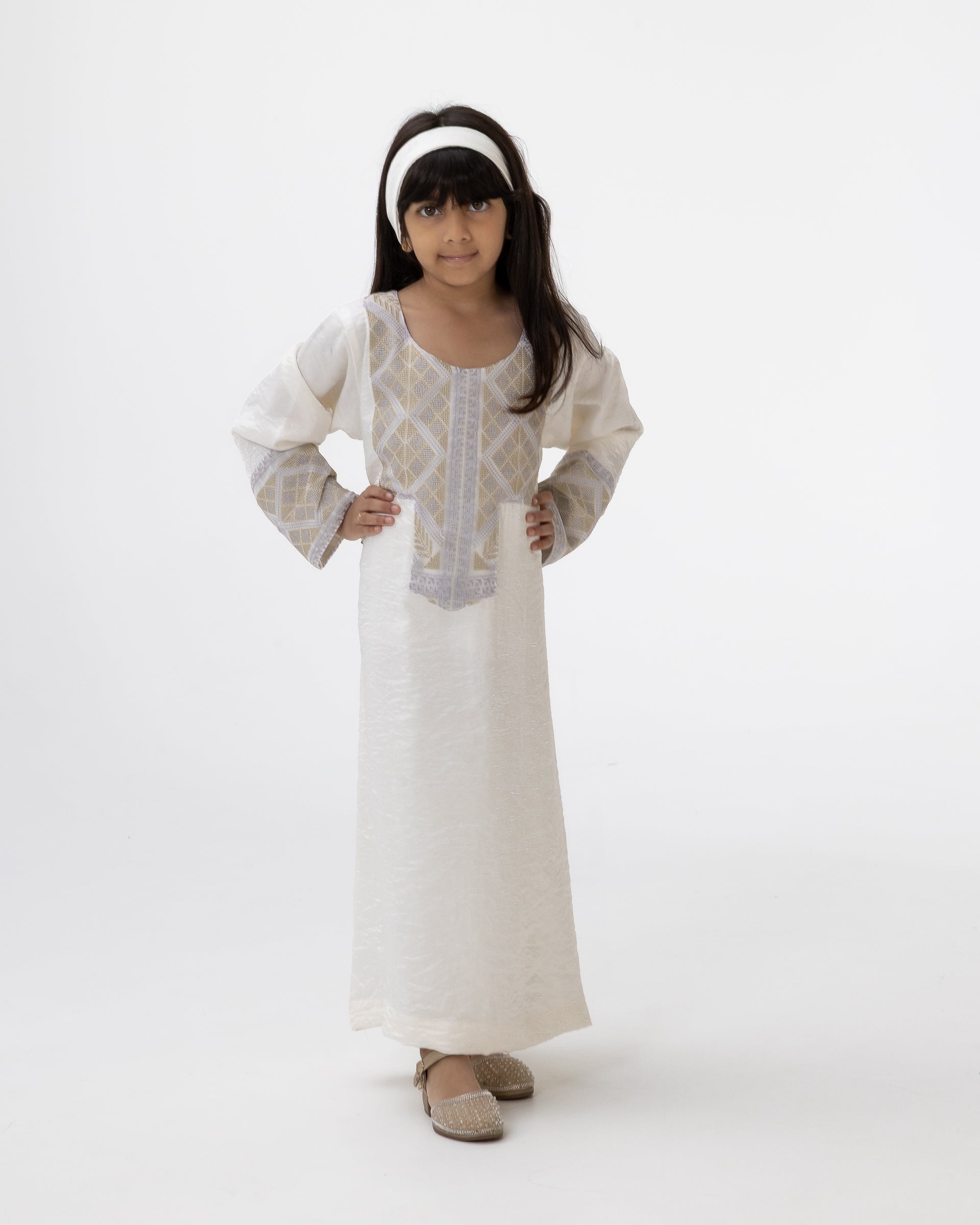 farasha style Golden Embroidered kids kaftan