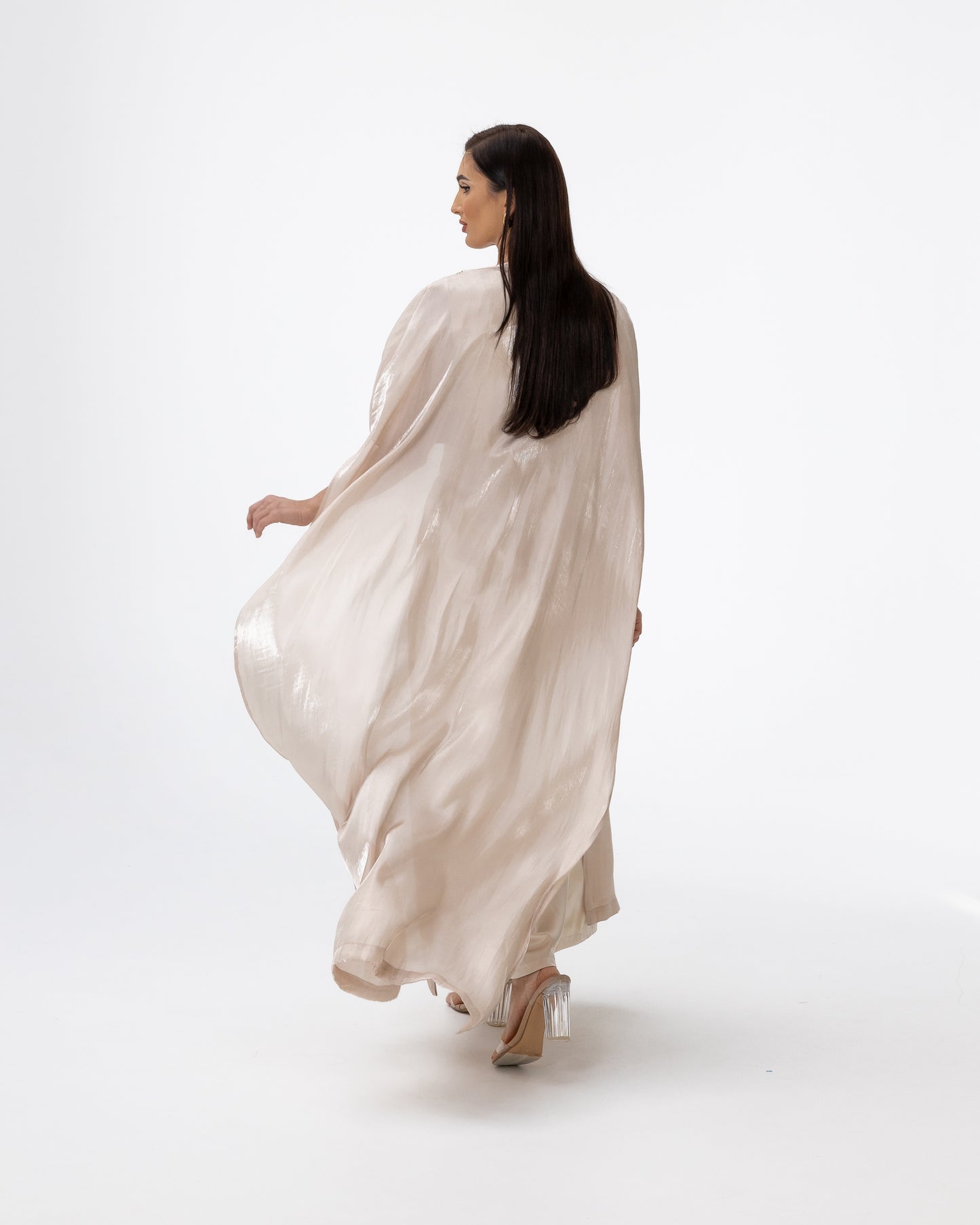 Champagne Abaya with Embroidered Belt