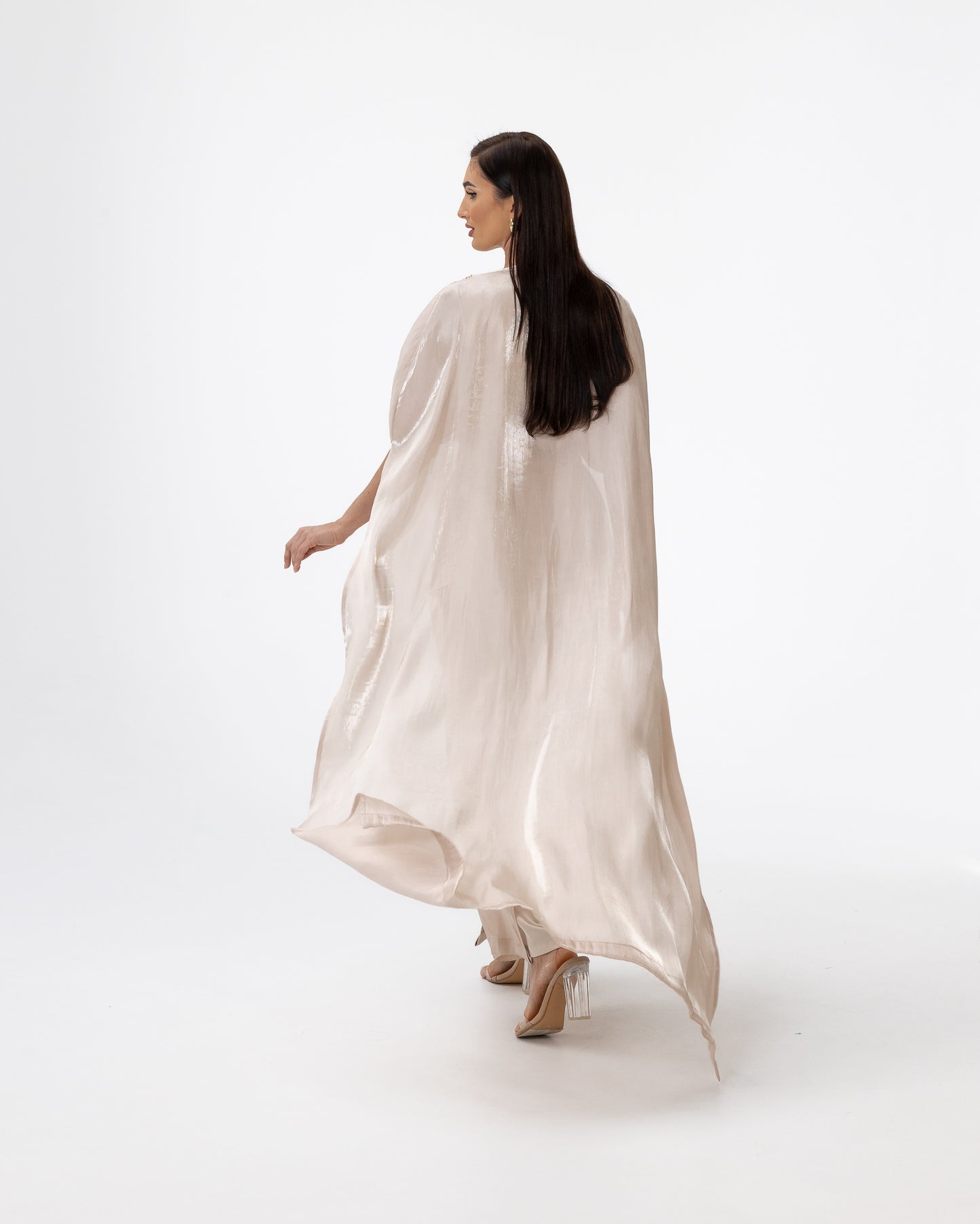 Champagne Abaya with Embroidered Belt