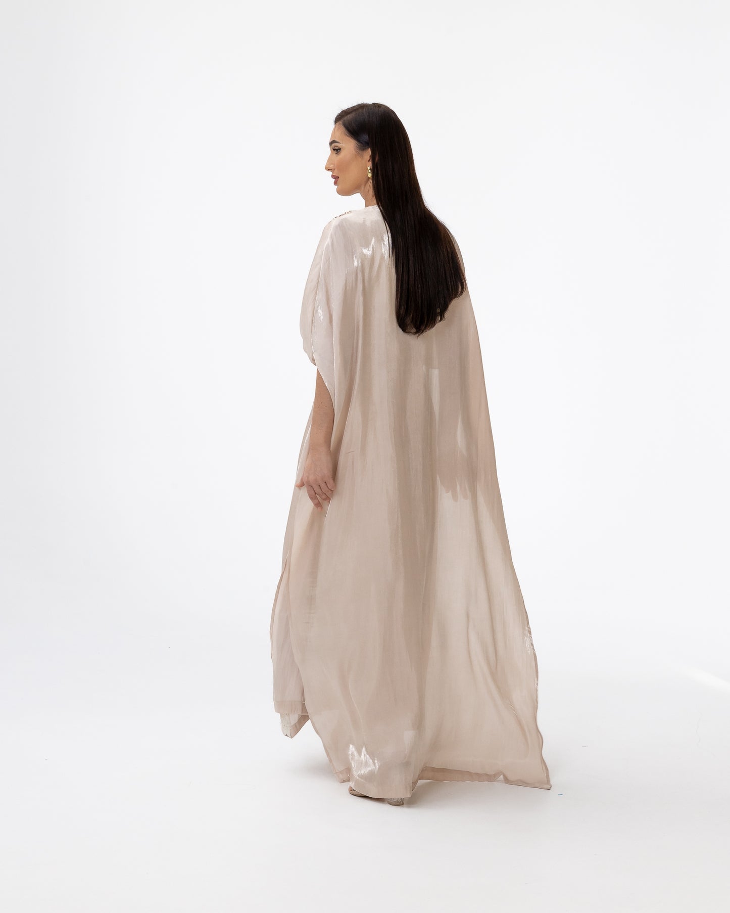 Champagne Abaya with Embroidered Belt