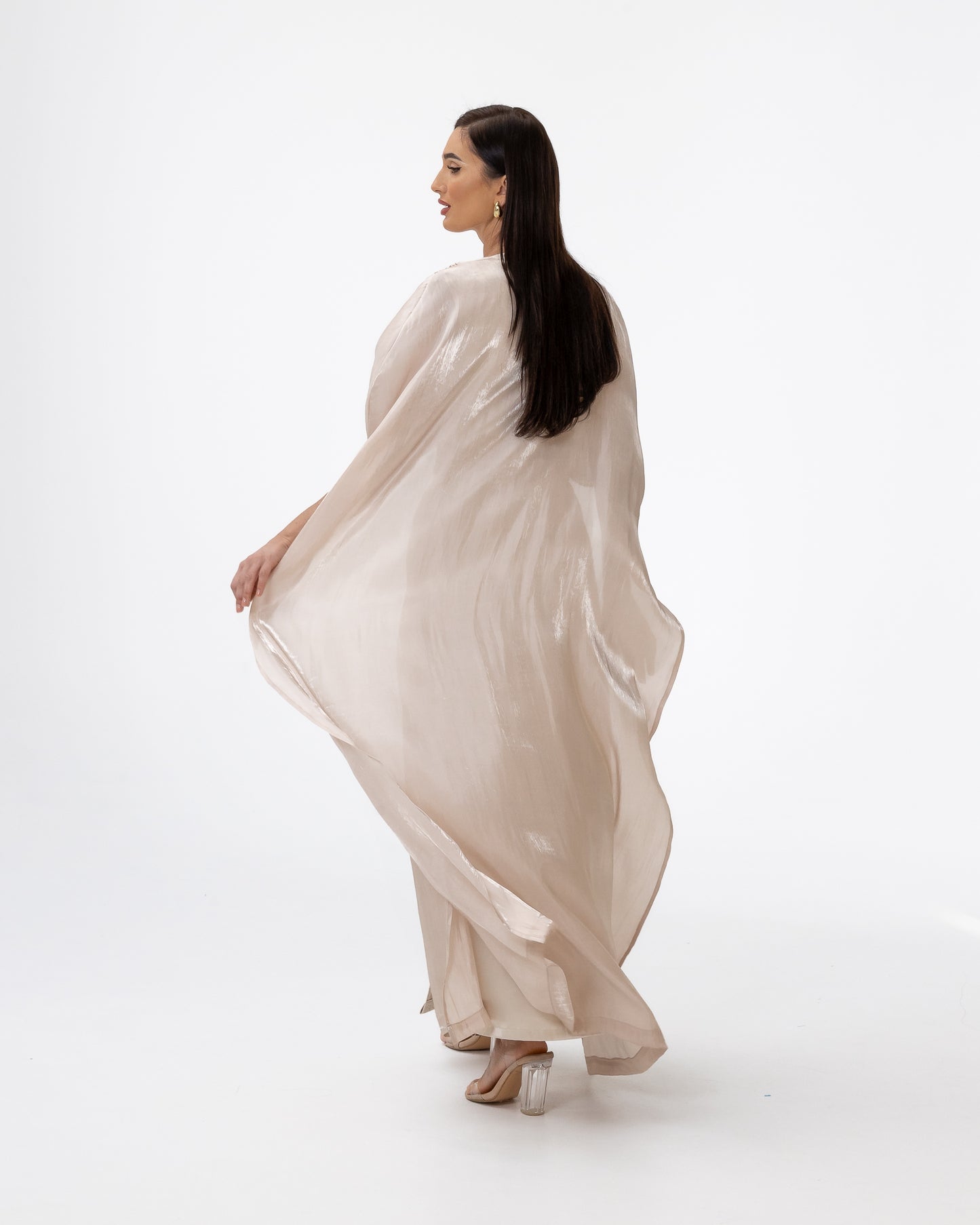 Champagne Abaya with Embroidered Belt