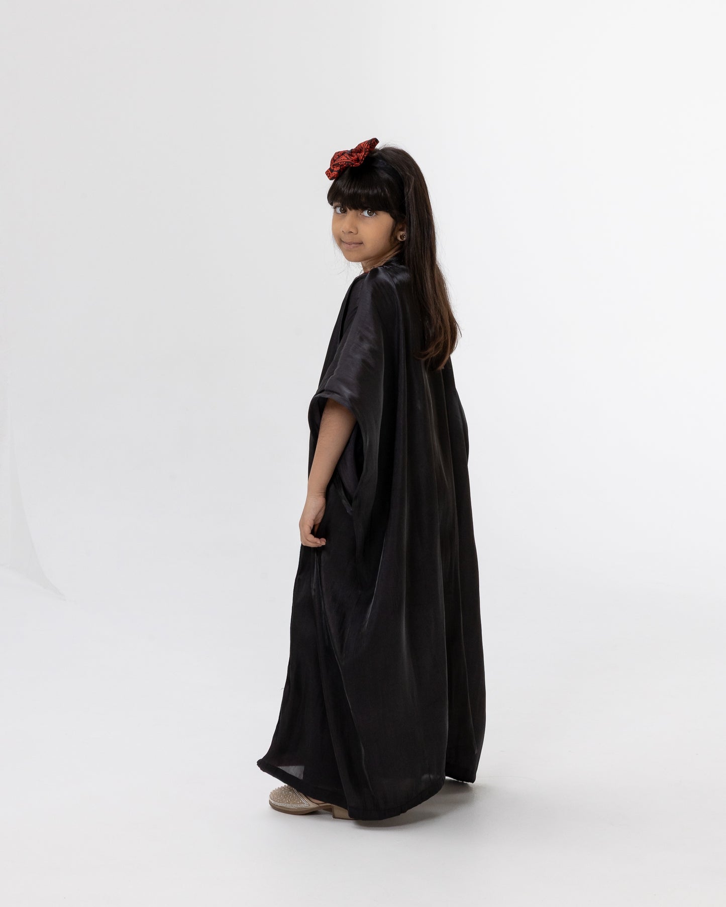 Kids Black Kaftan with Embroidered Details