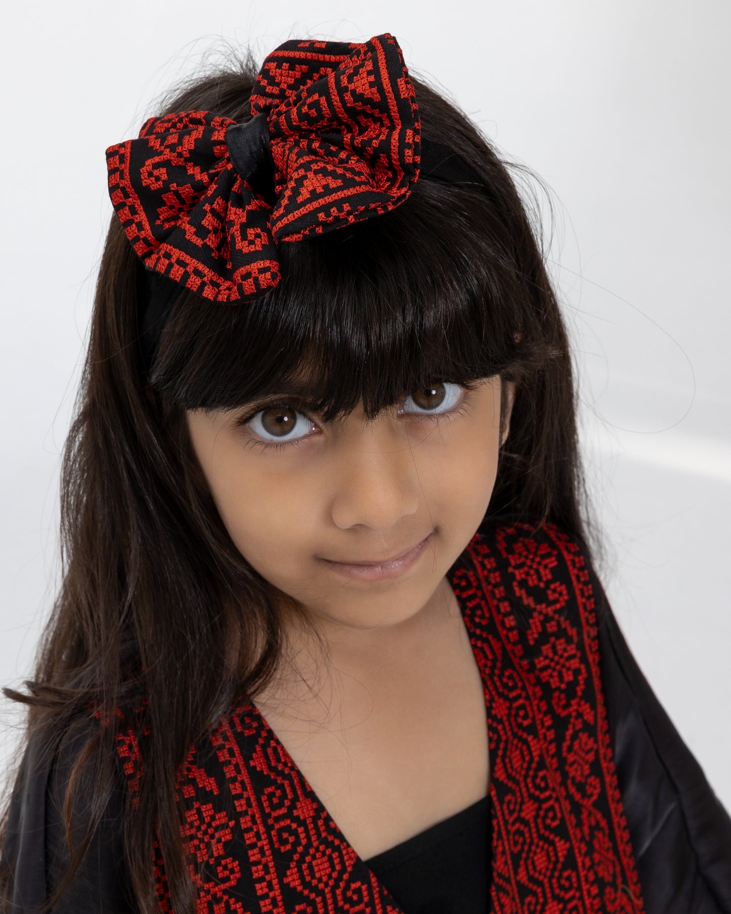 Kids Black Kaftan with Embroidered Details