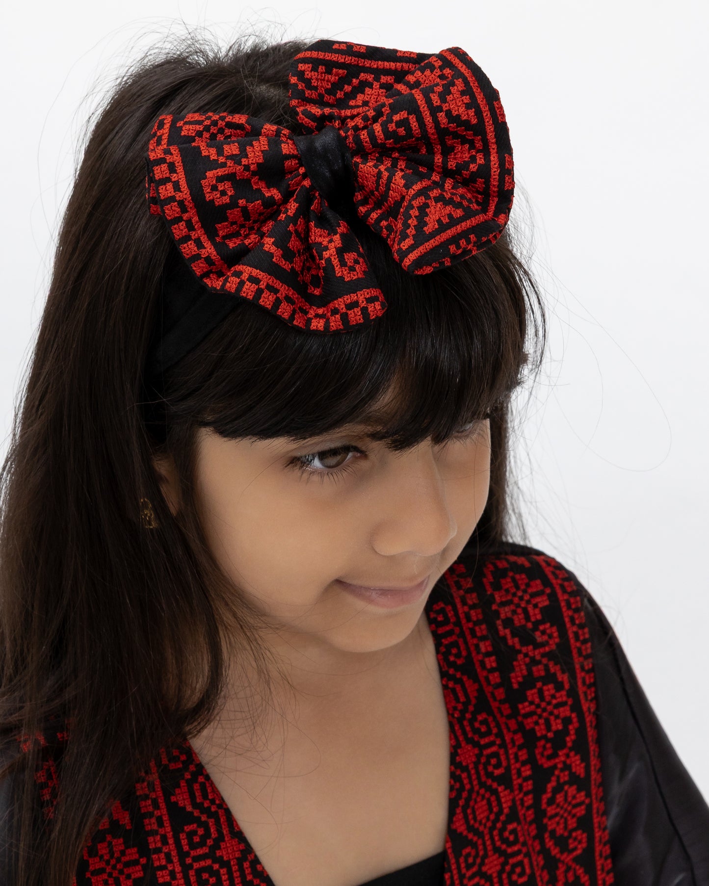 Kids Black Kaftan with Embroidered Details