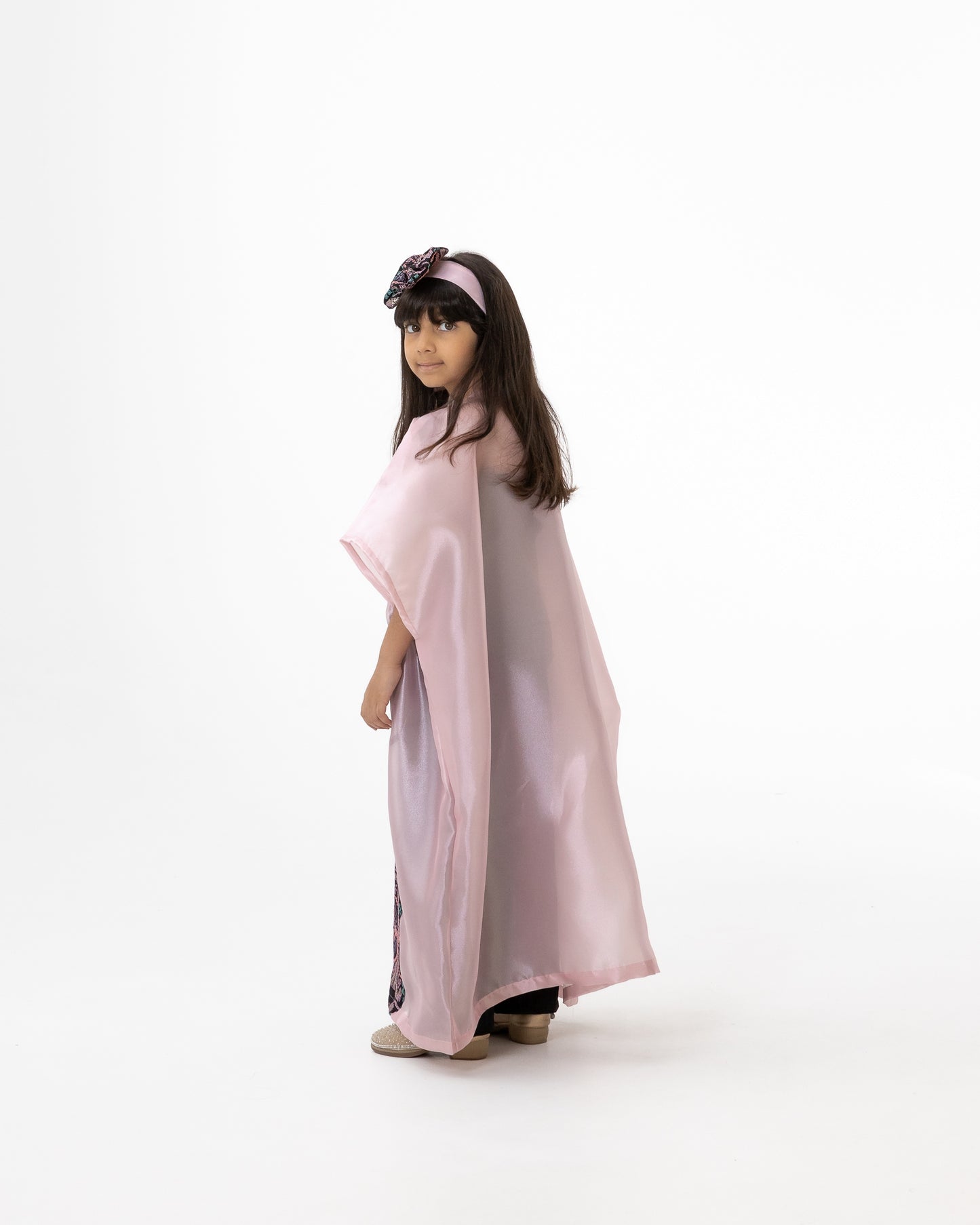 Kids Light Pink Kaftan with Embroidery