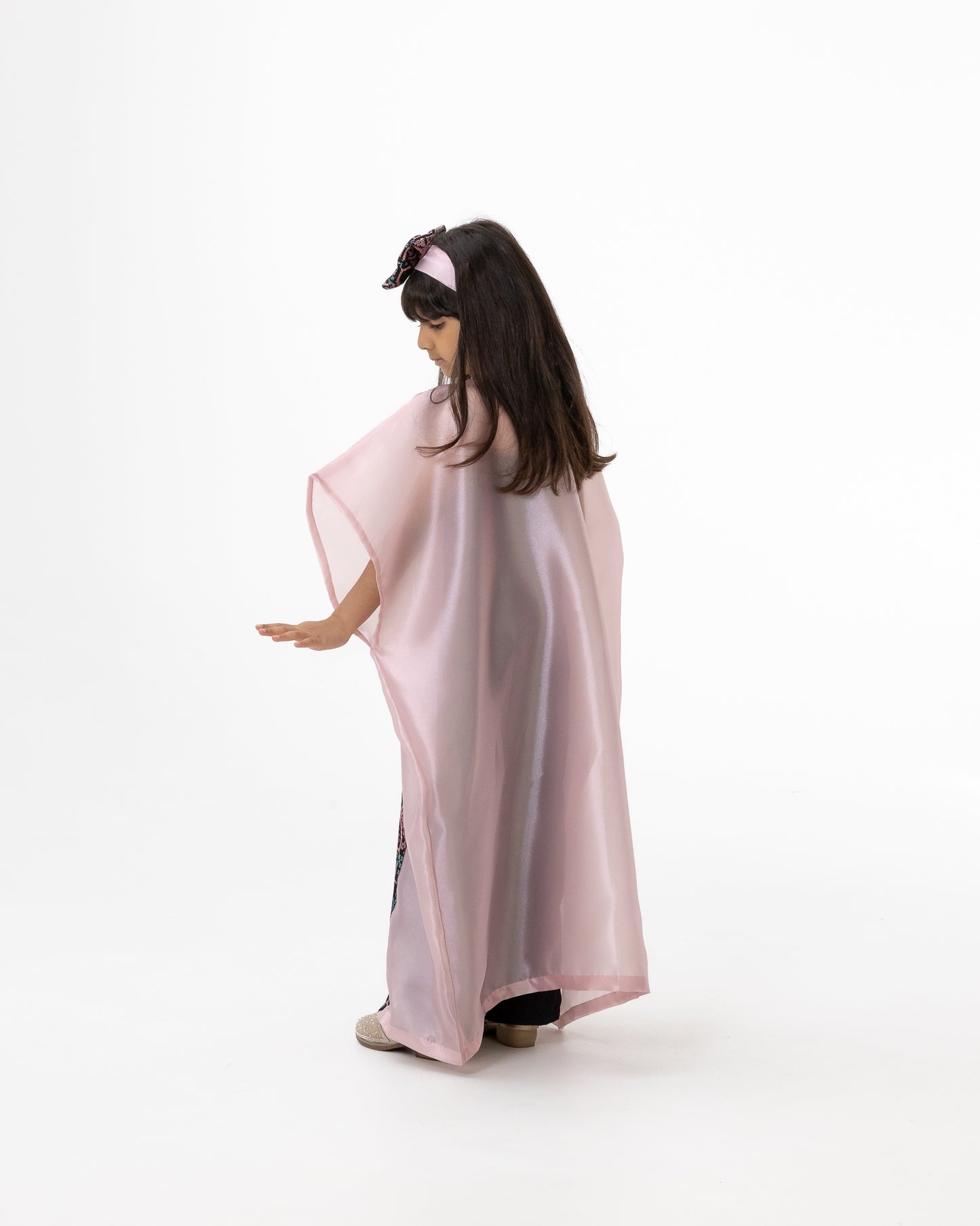 Kids Light Pink Kaftan with Embroidery