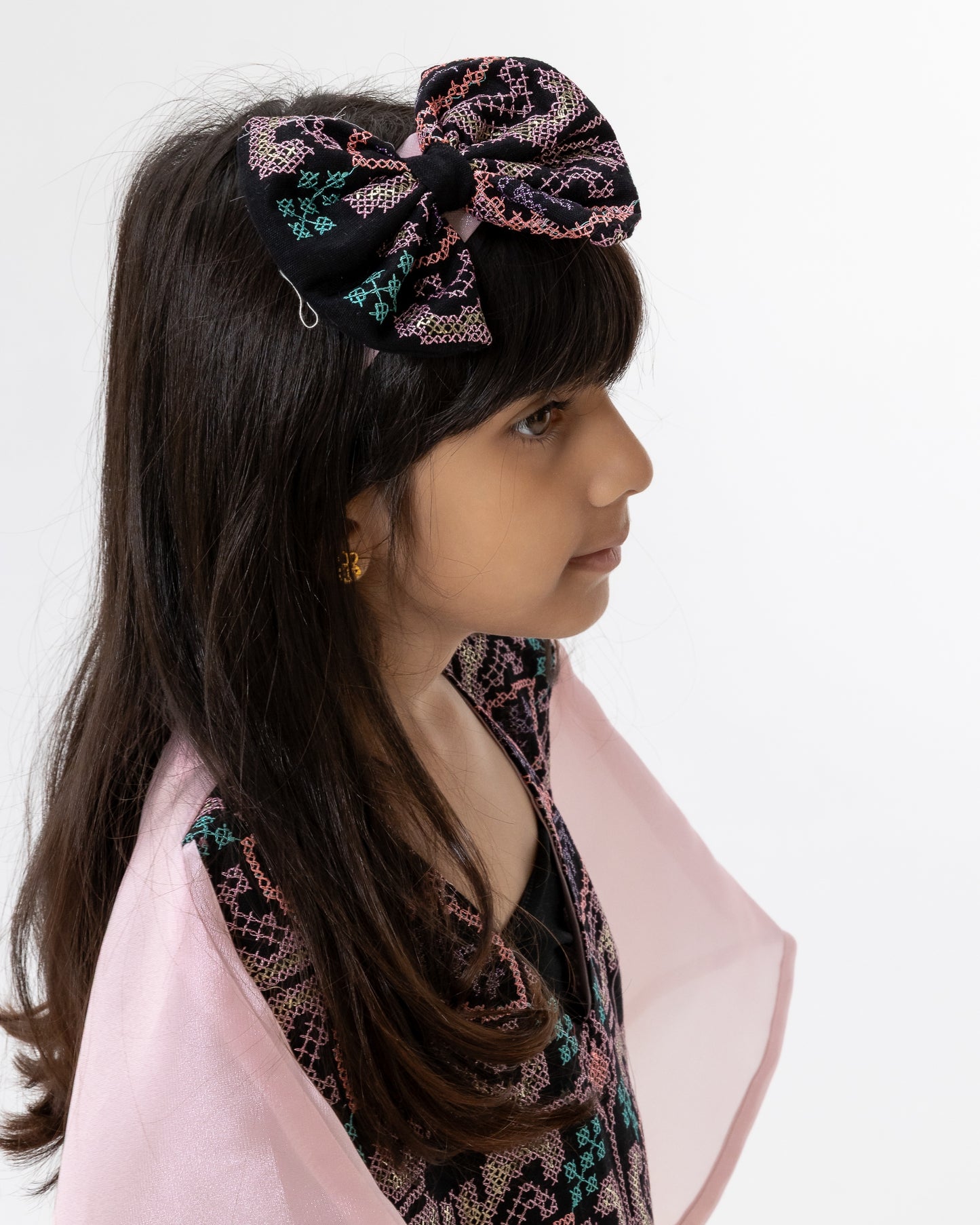 Kids Light Pink Kaftan with Embroidery