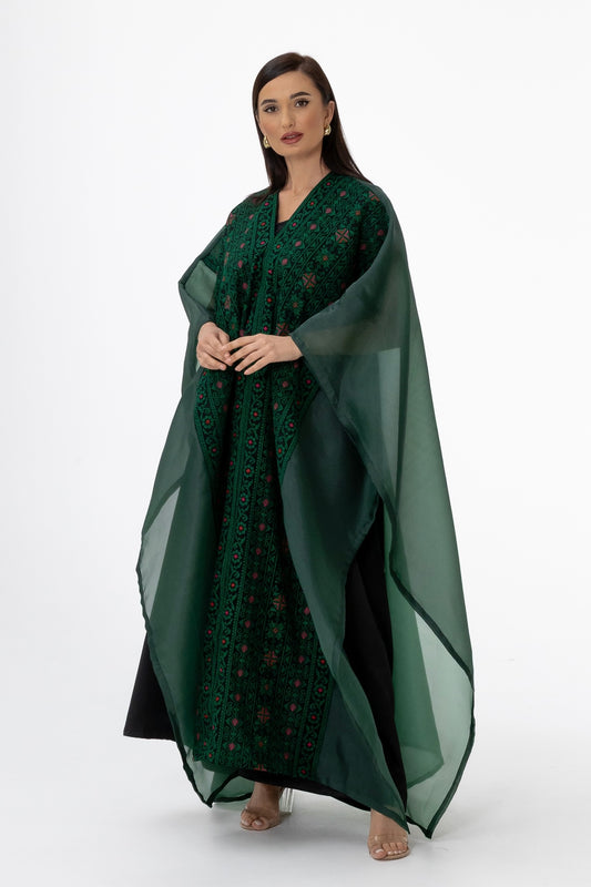 Emerald Open Cape with Embroidery