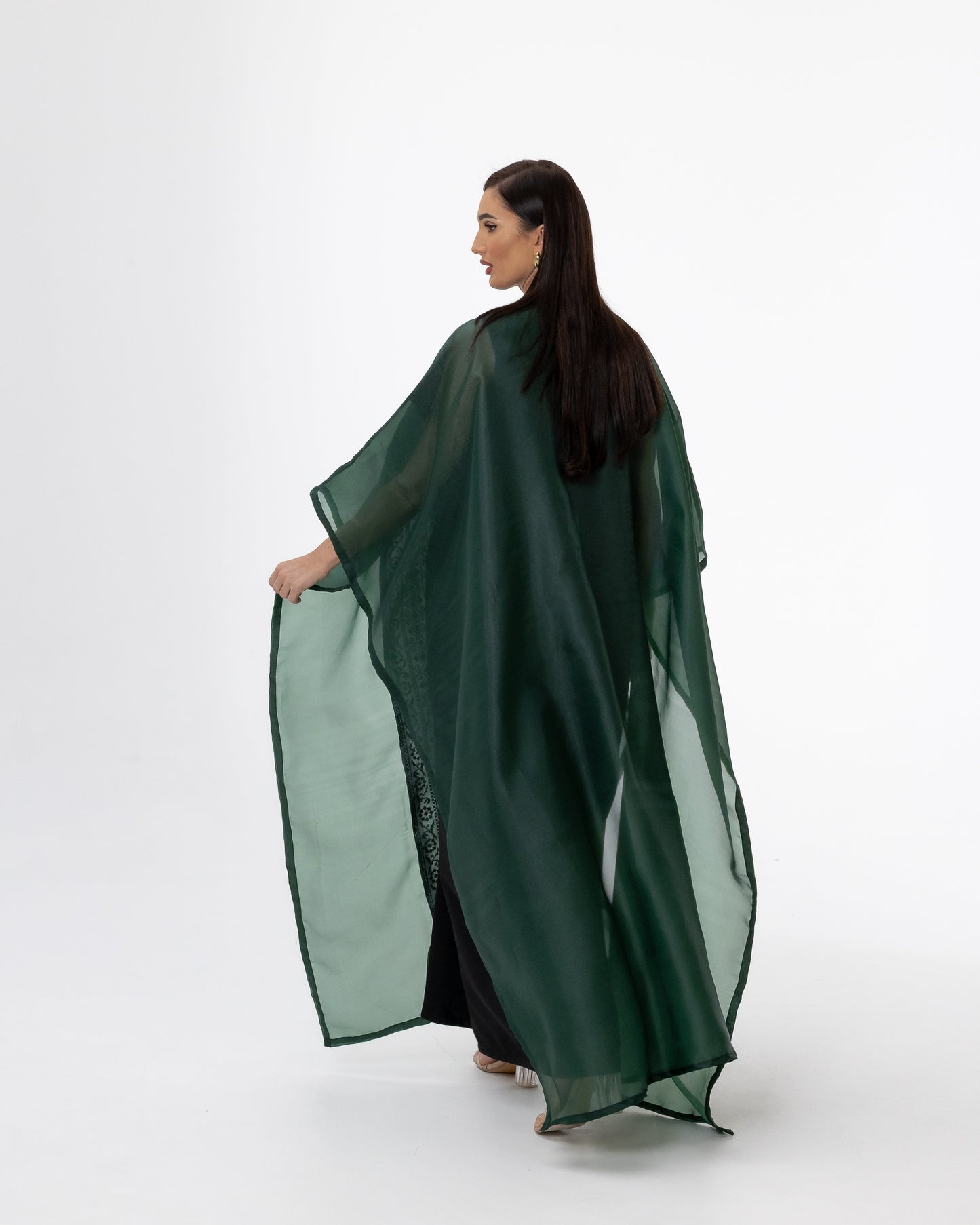 Emerald Open Cape with Embroidery