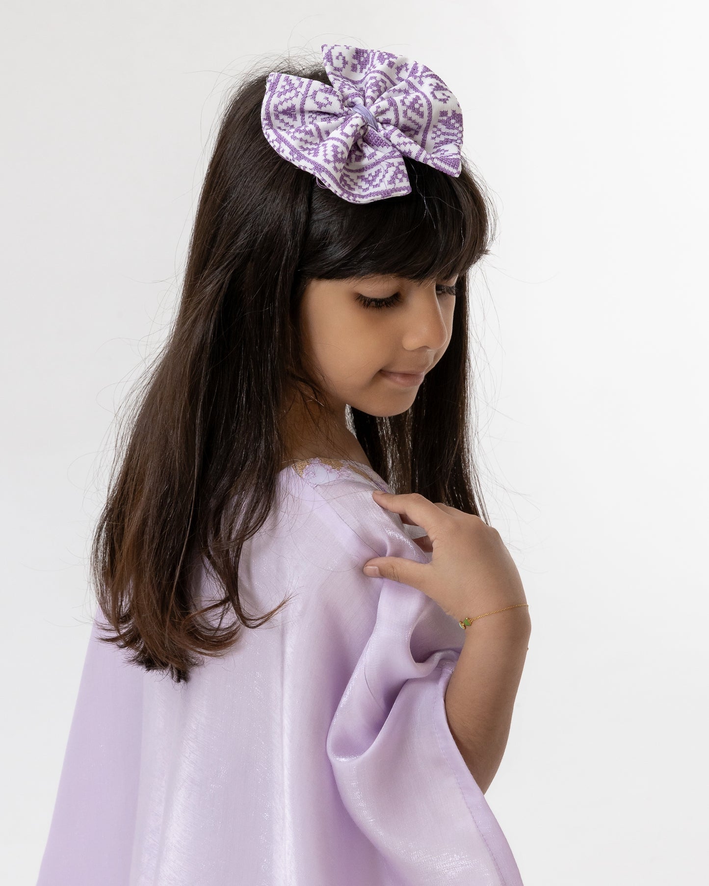 Kids Lavender  Kaftan with Colorful Embroidery
