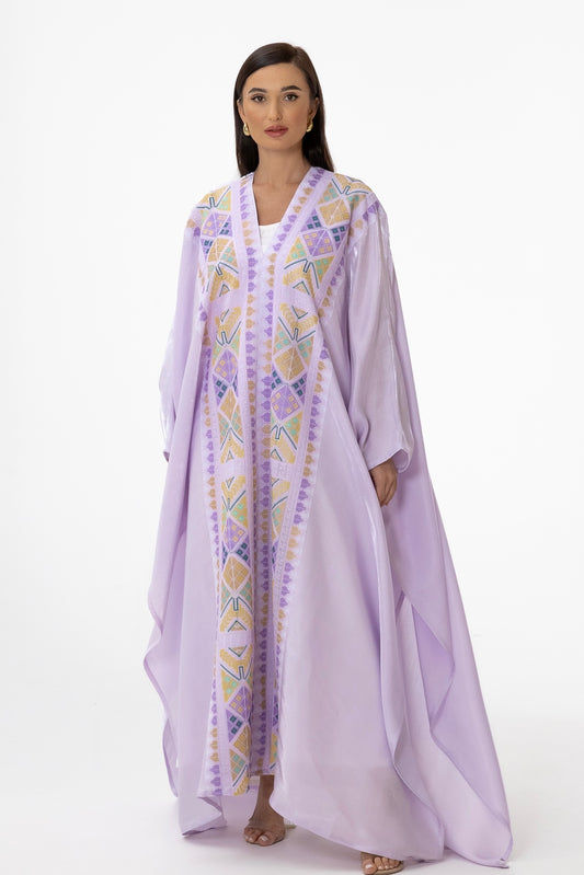 Lavender Open Cape with Embroidery