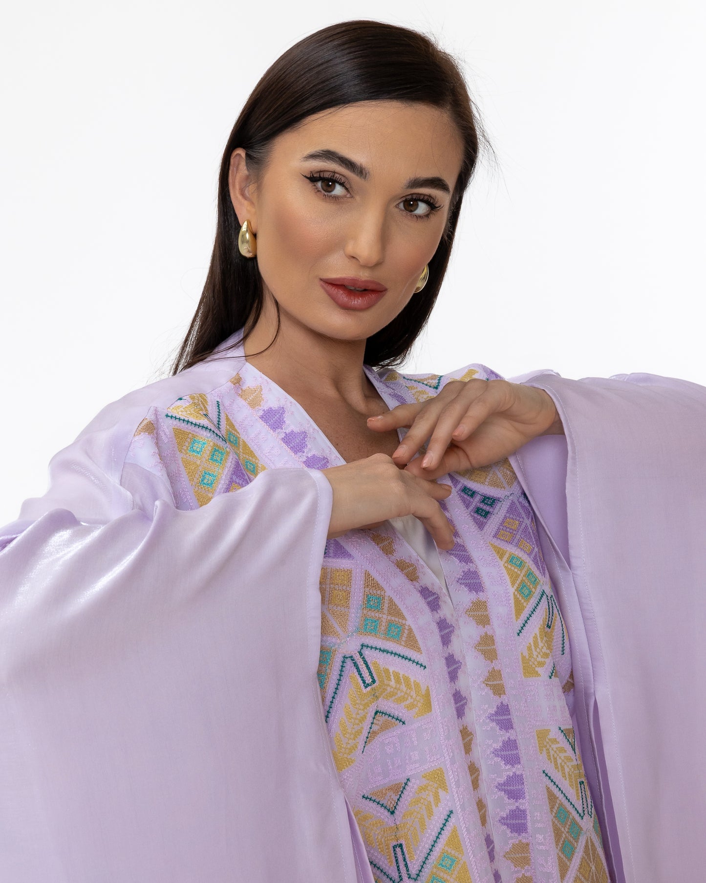 Lavender Open Cape with Embroidery