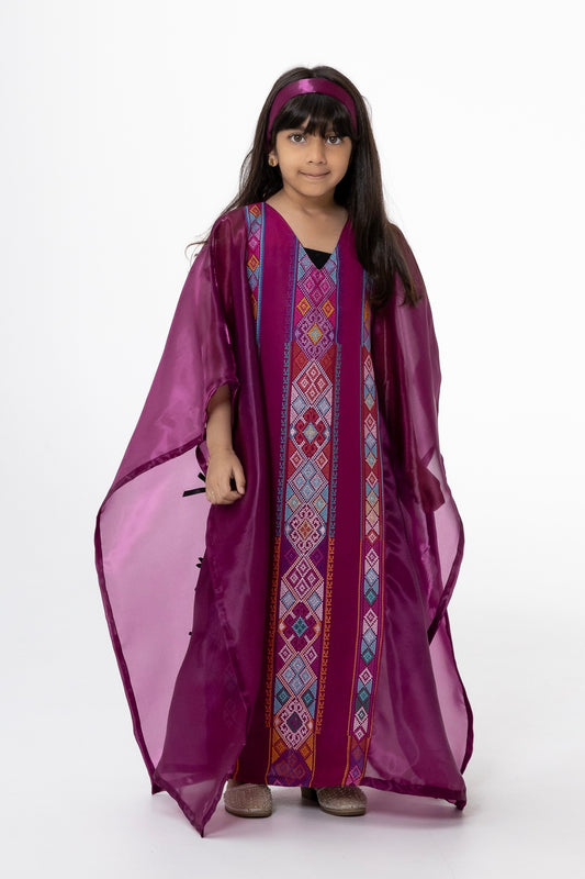 Kids Magenta Kaftan with Embroidered Details