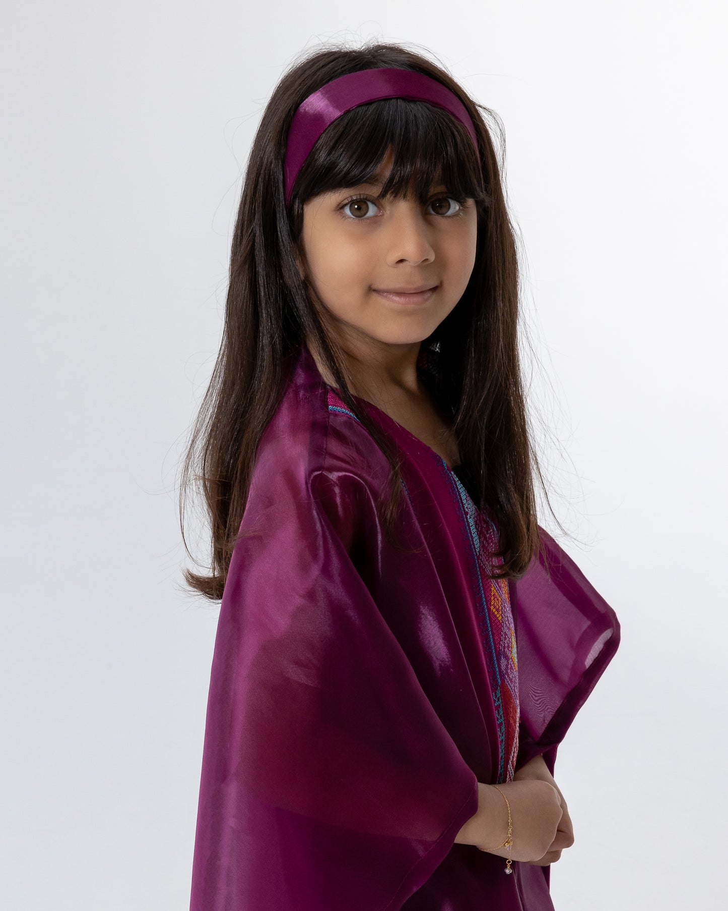 Kids Magenta Kaftan with Embroidered Details