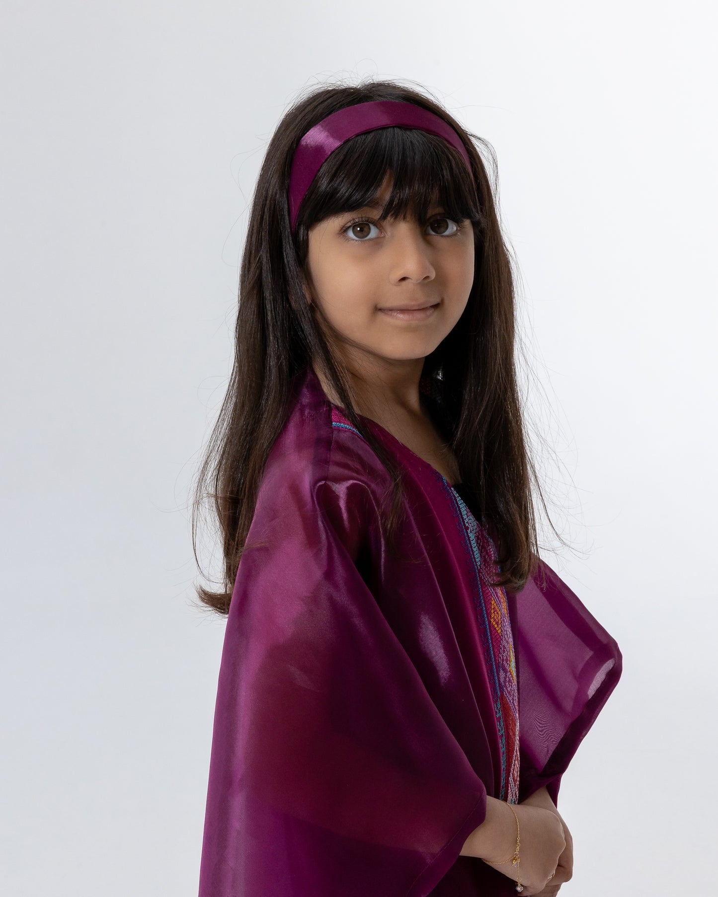 Kids Magenta Kaftan with Embroidered Details