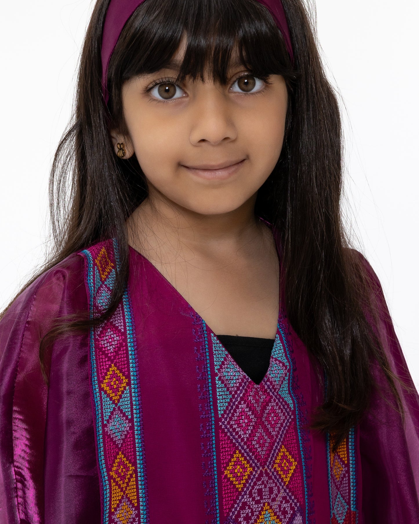 Kids Magenta Kaftan with Embroidered Details