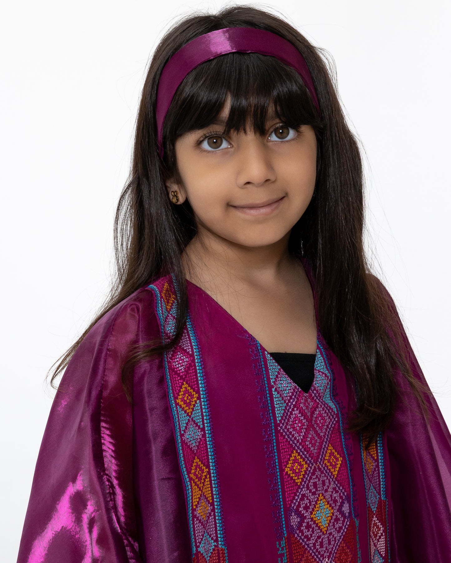 Kids Magenta Kaftan with Embroidered Details
