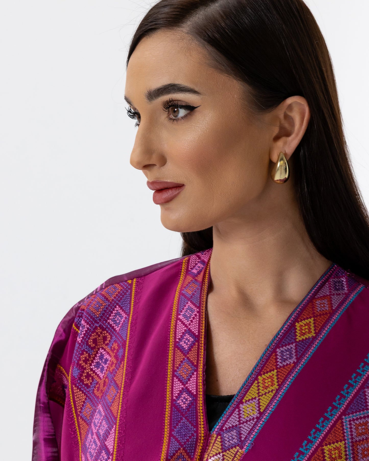 Plum Open Cape with Embroidery