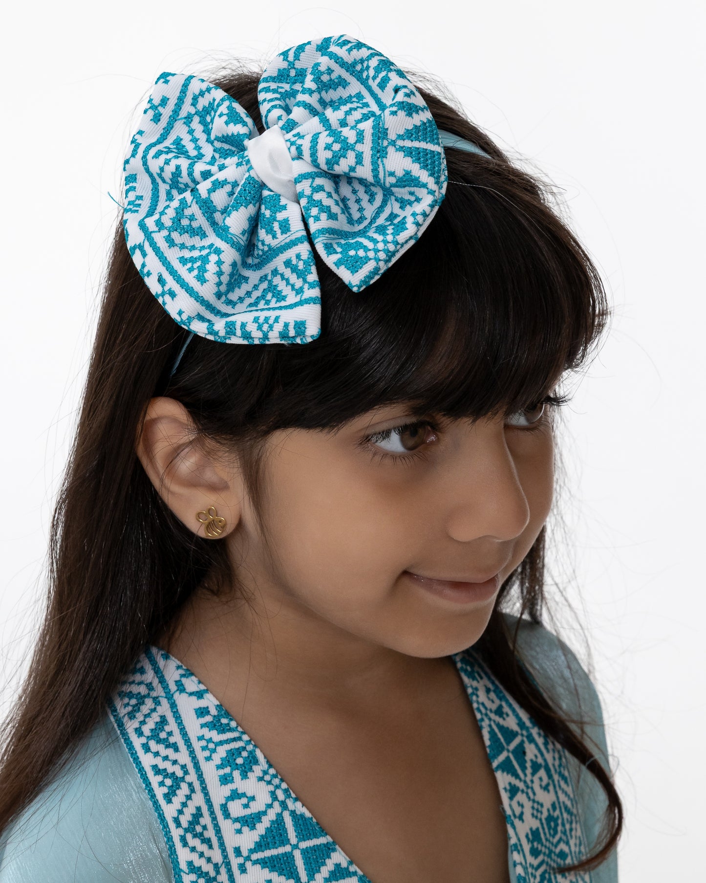 Kids Azure Kaftan with Embroidery