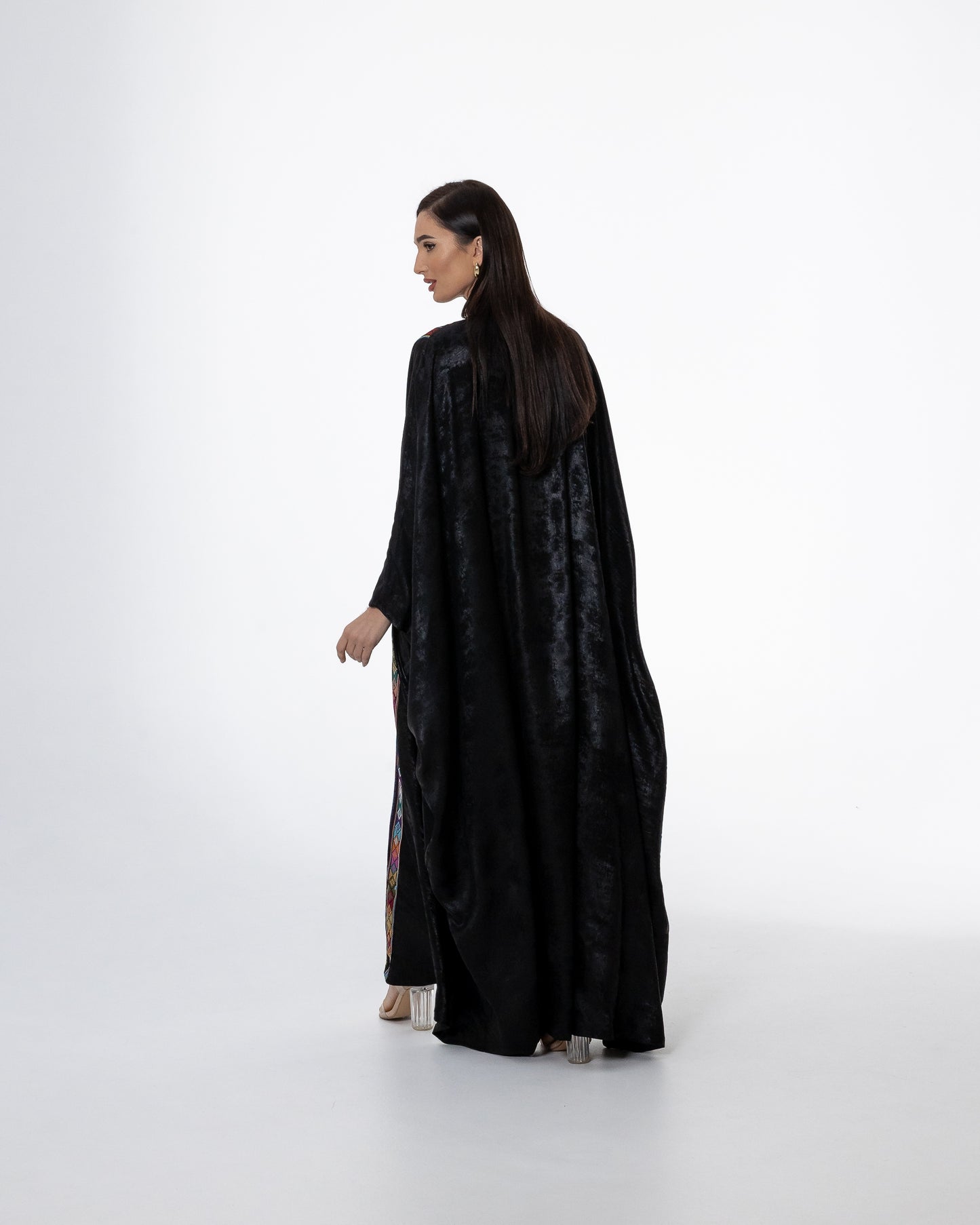 Black Kaftan with Color Embroidery