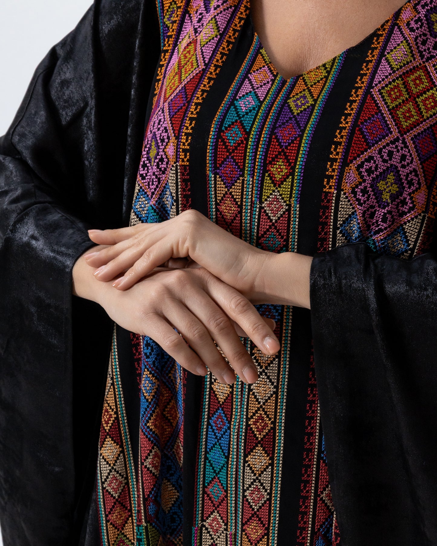 Black Kaftan with Color Embroidery