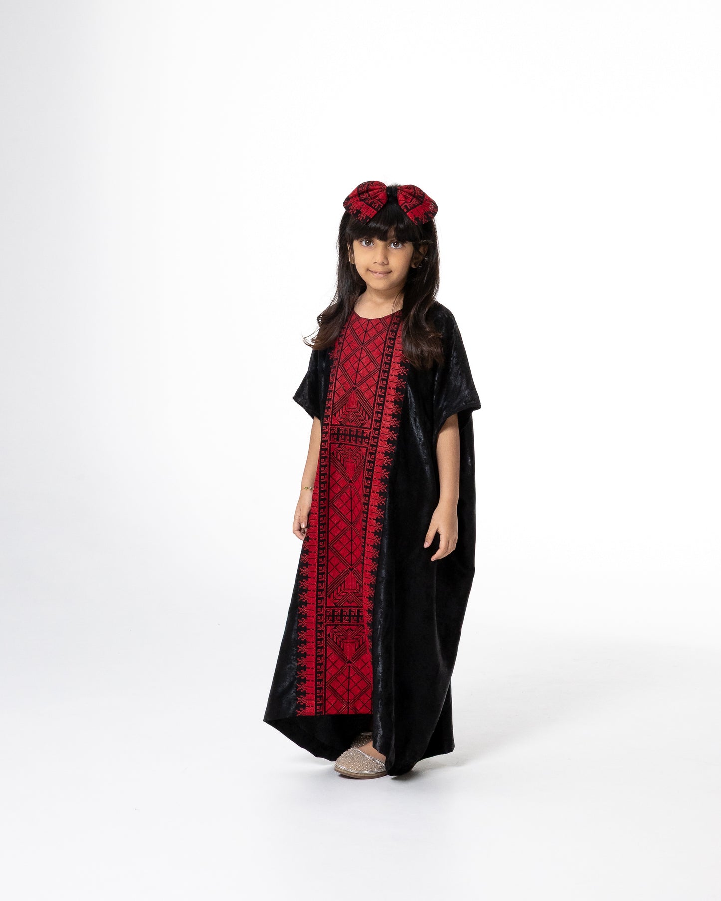 Kids Black Kaftan with Embroidery