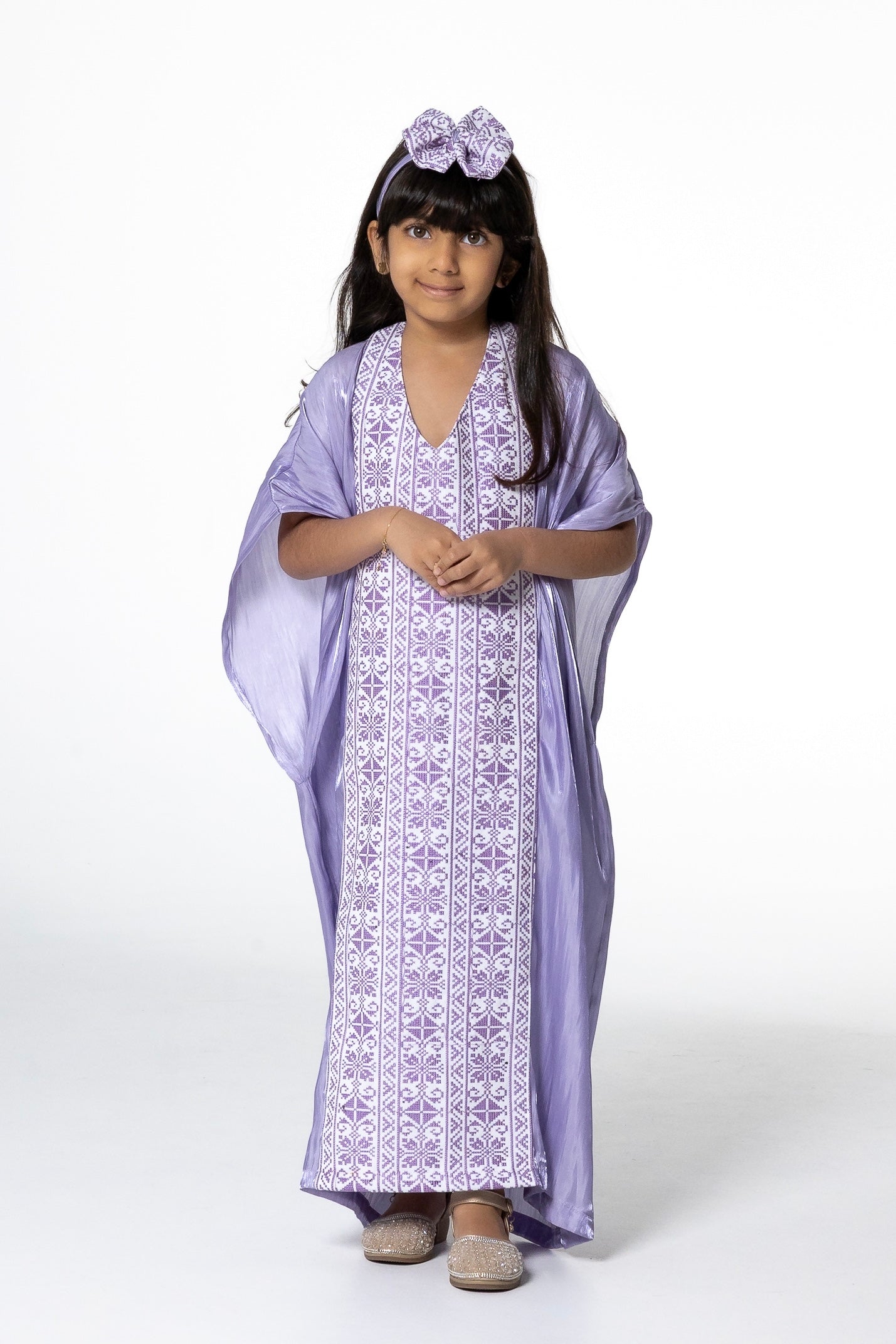 Kids Lilac Kaftan with Embroidery