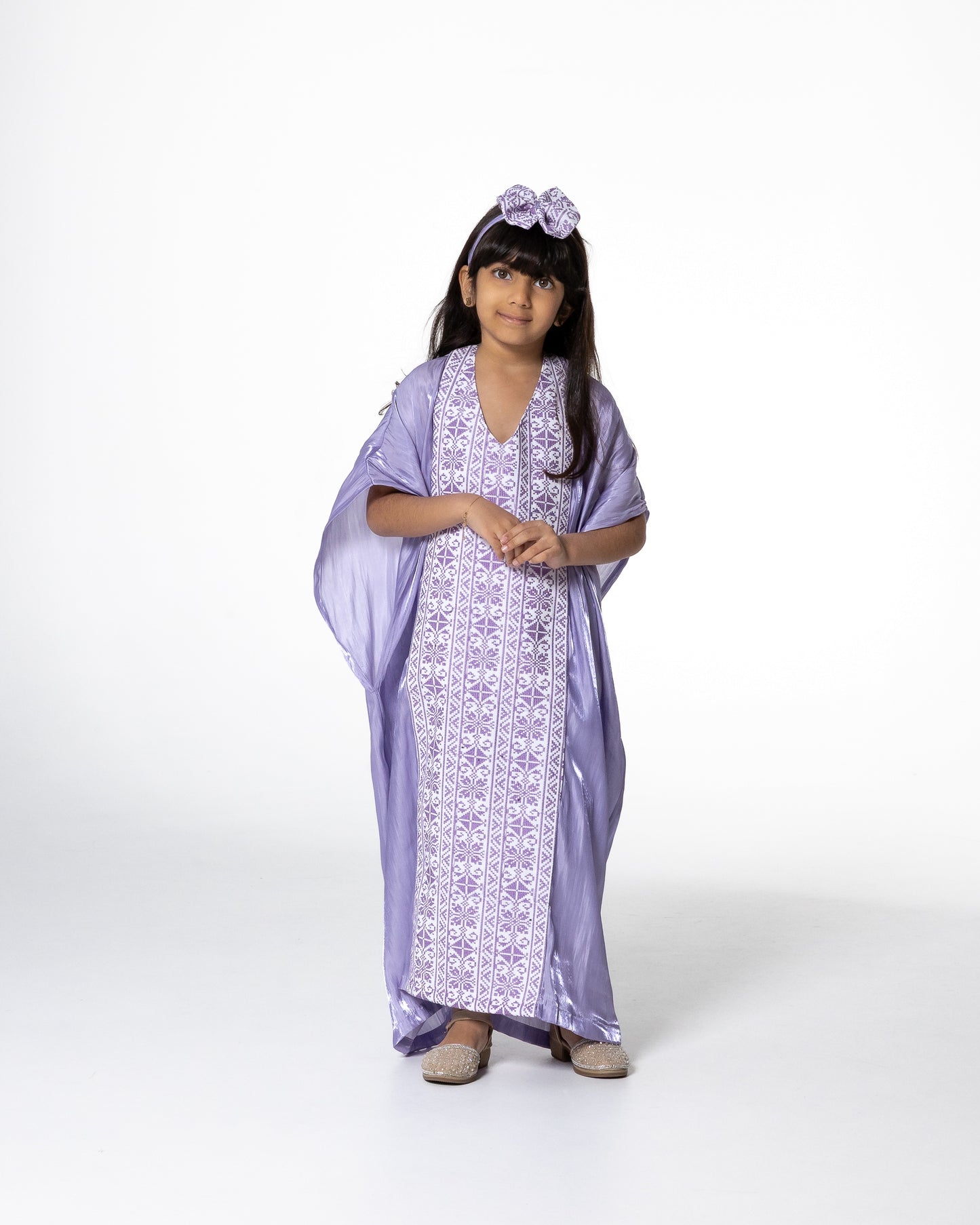 Kids Lilac Kaftan with Embroidery