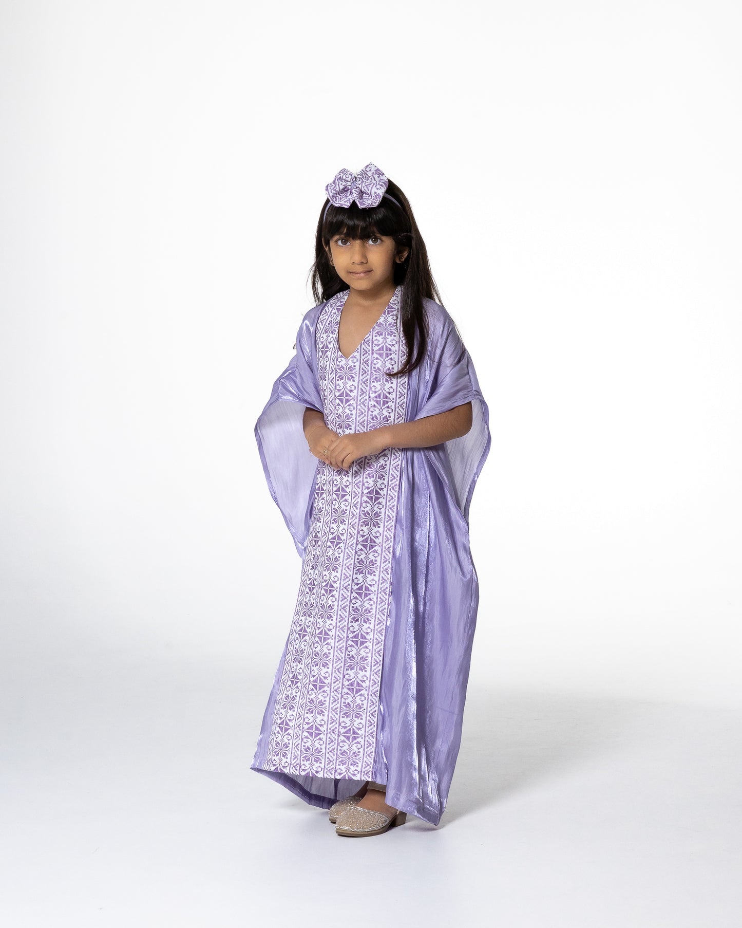 Kids Lilac Kaftan with Embroidery