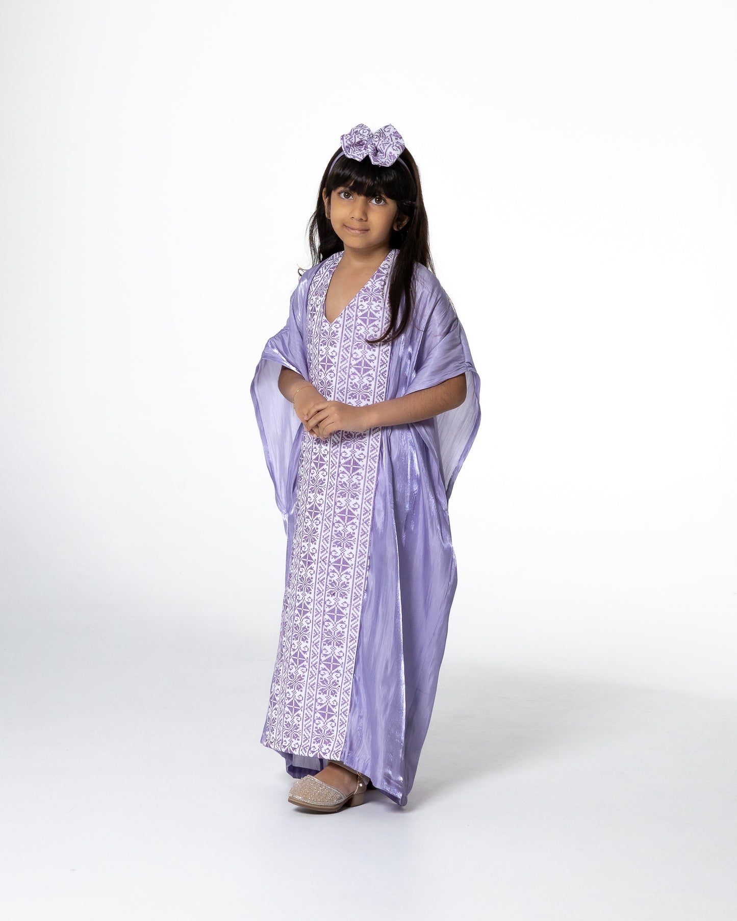 Kids Lilac Kaftan with Embroidery