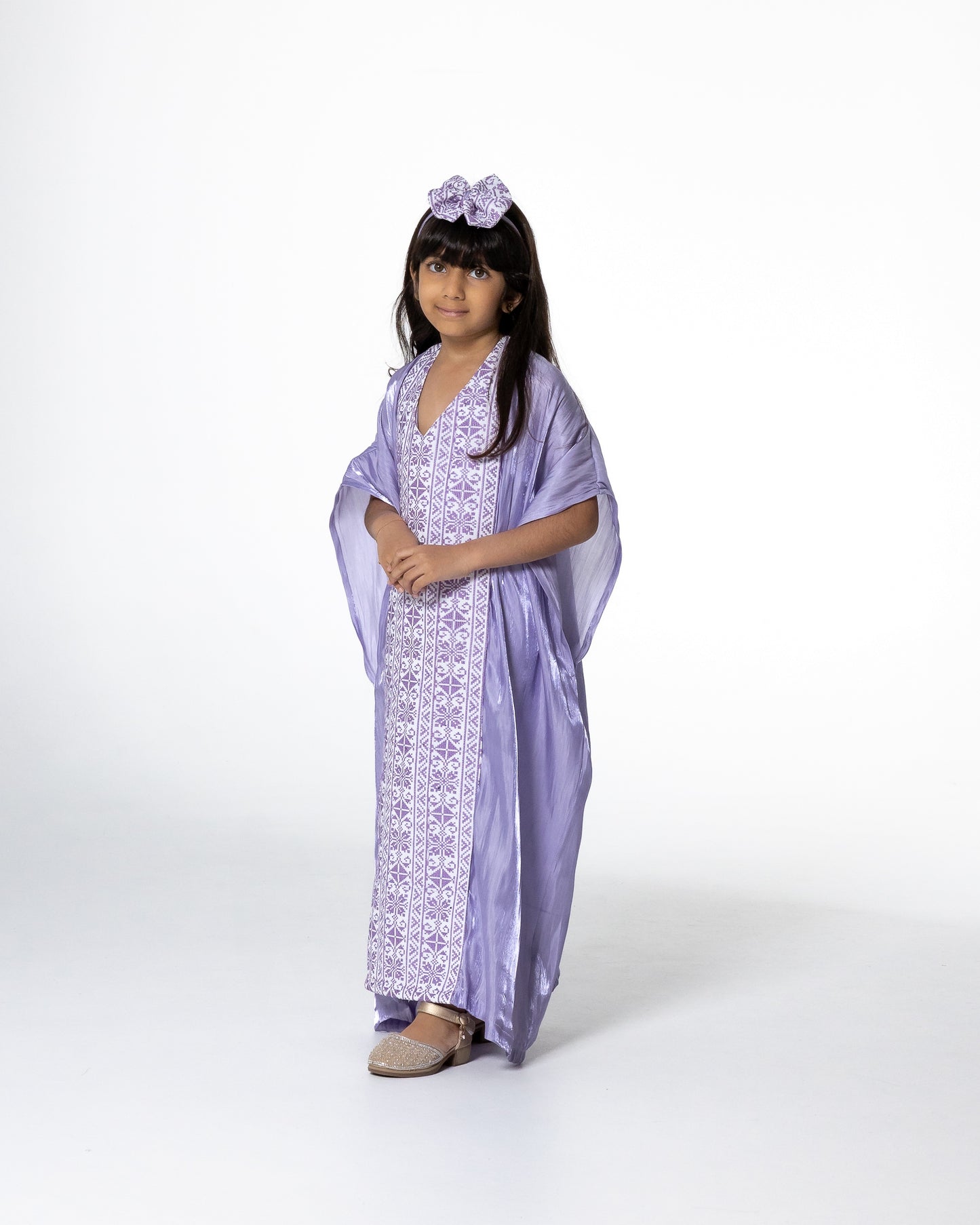 Kids Lilac Kaftan with Embroidery