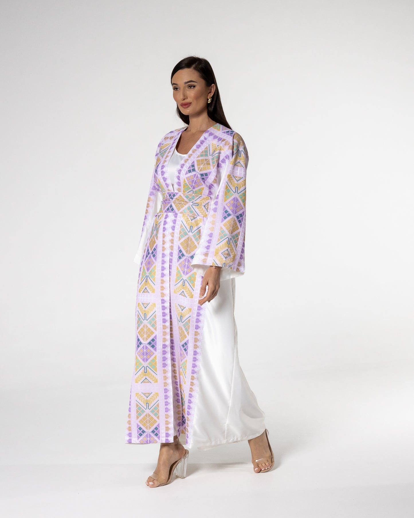 White Abaya with Colored Embroidery