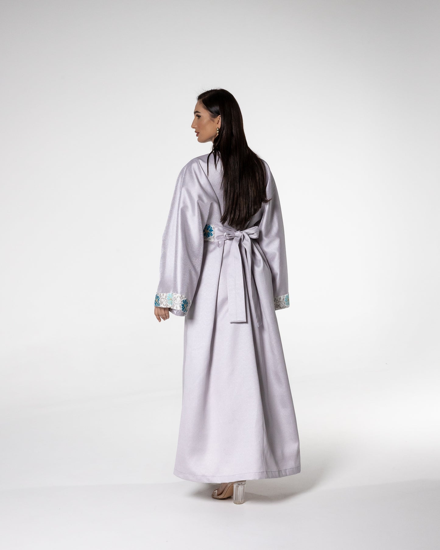 Soft Lavender Abaya with Floral Embroidery