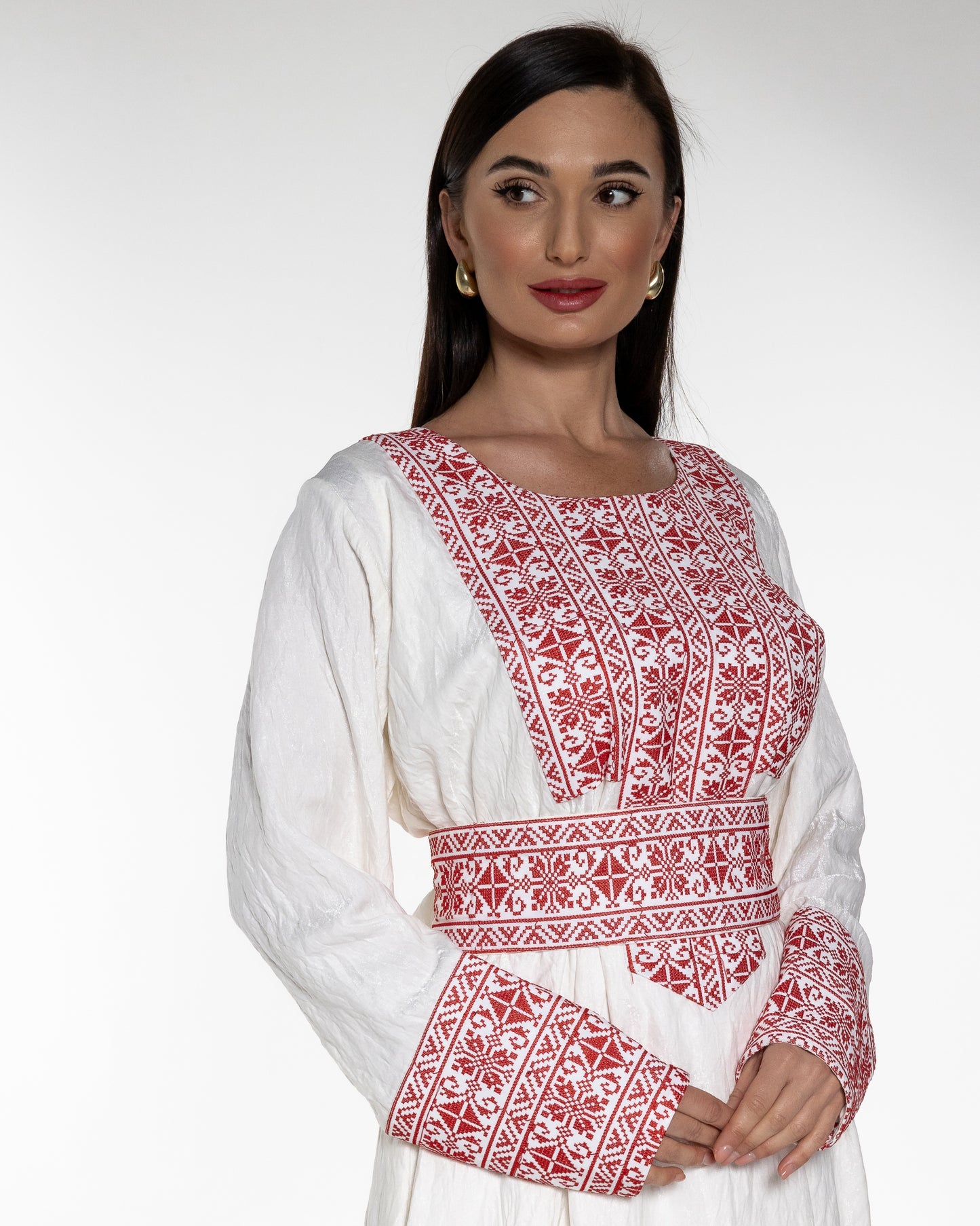 White Dress with Embroidery Details