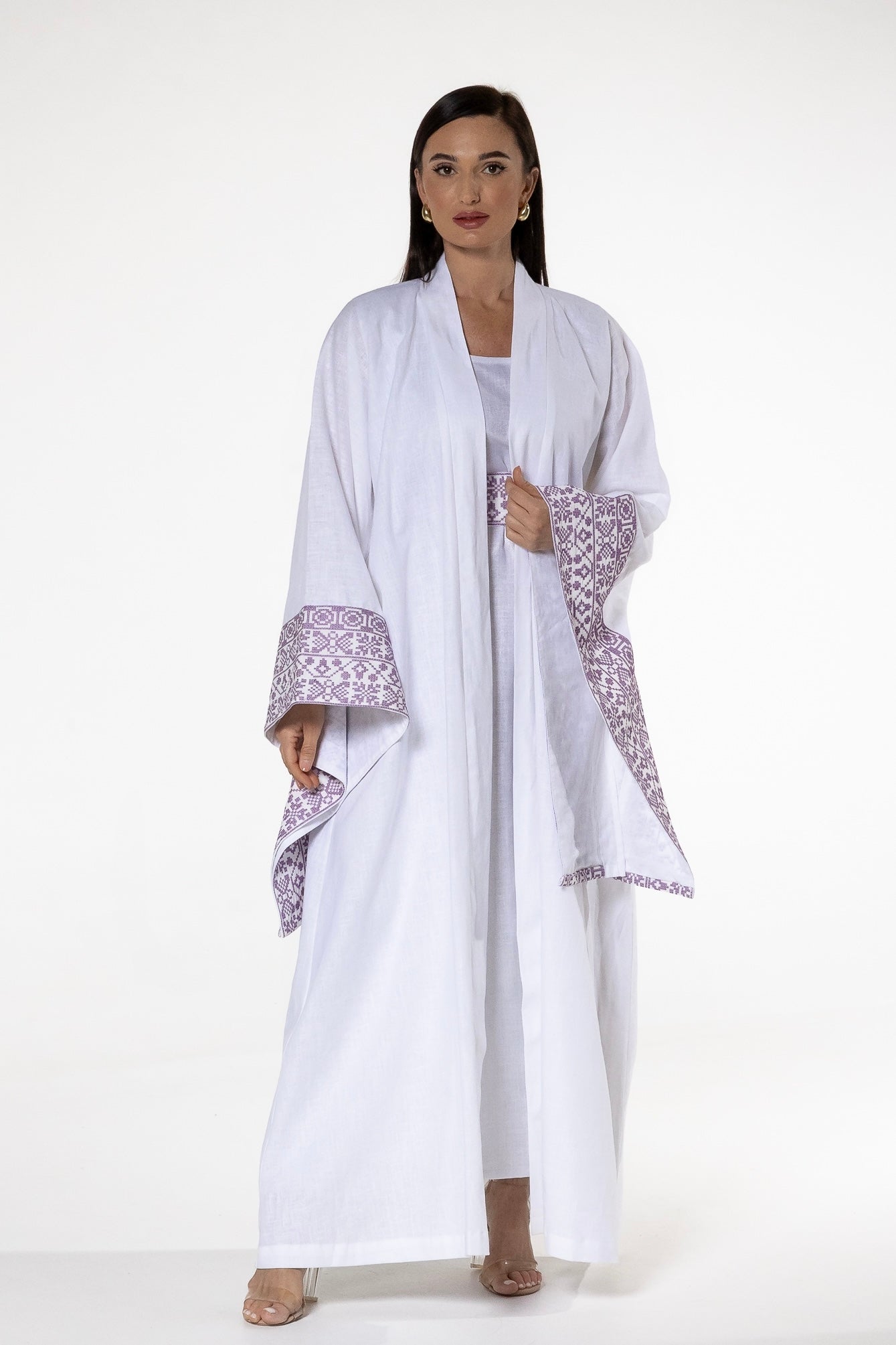 White Abaya with Embroidered Details