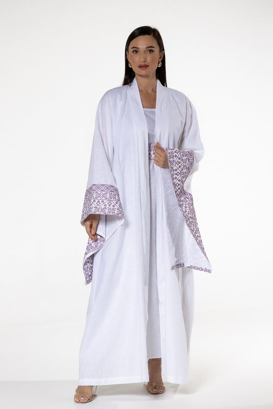 White Abaya with Embroidered Details