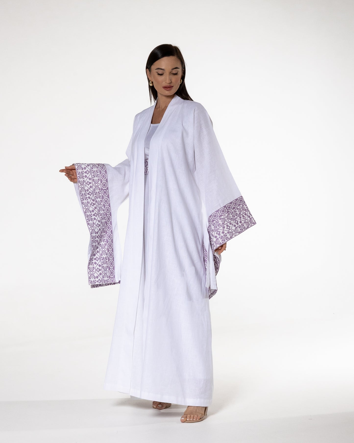 White Abaya with Embroidered Details