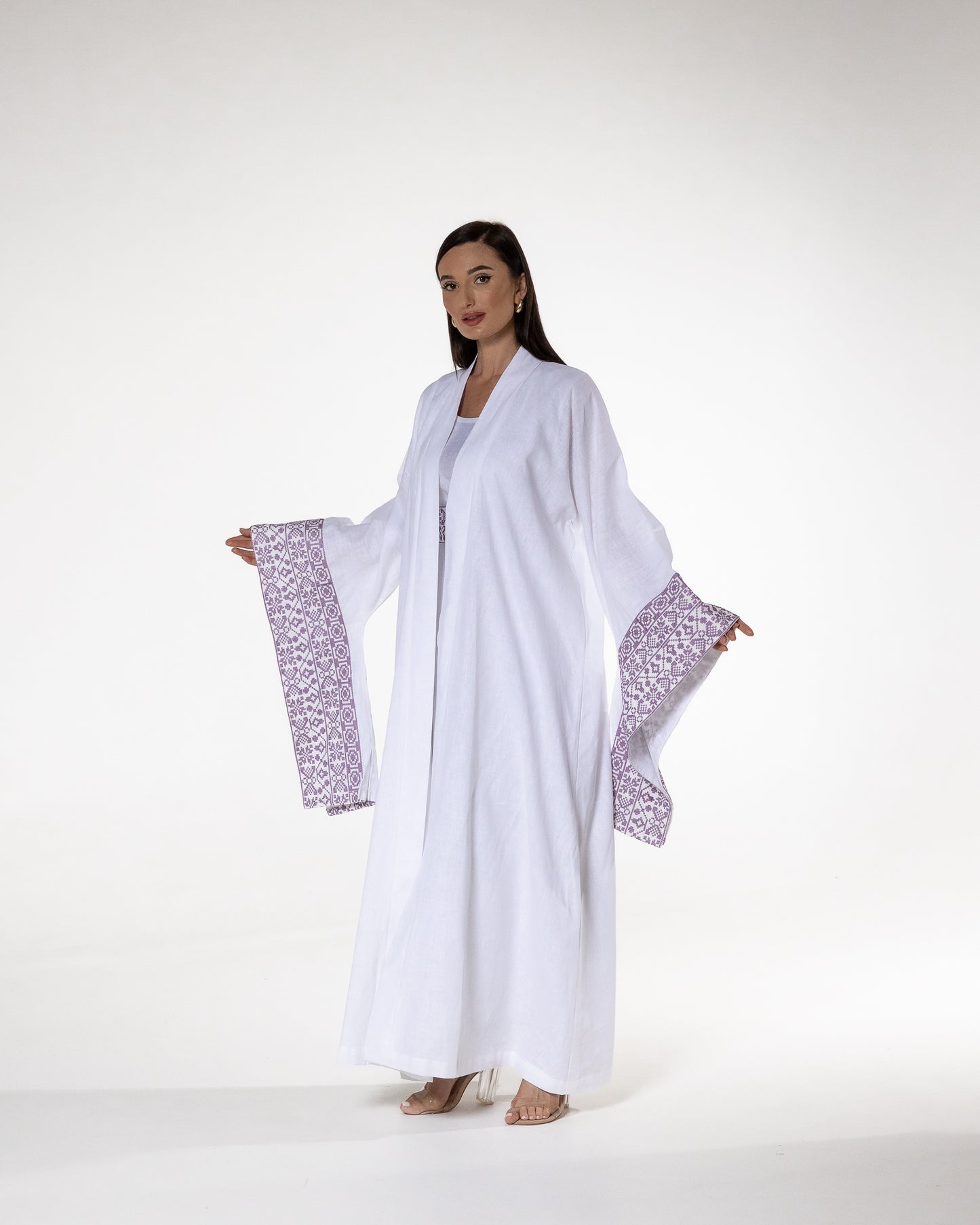 White Abaya with Embroidered Details