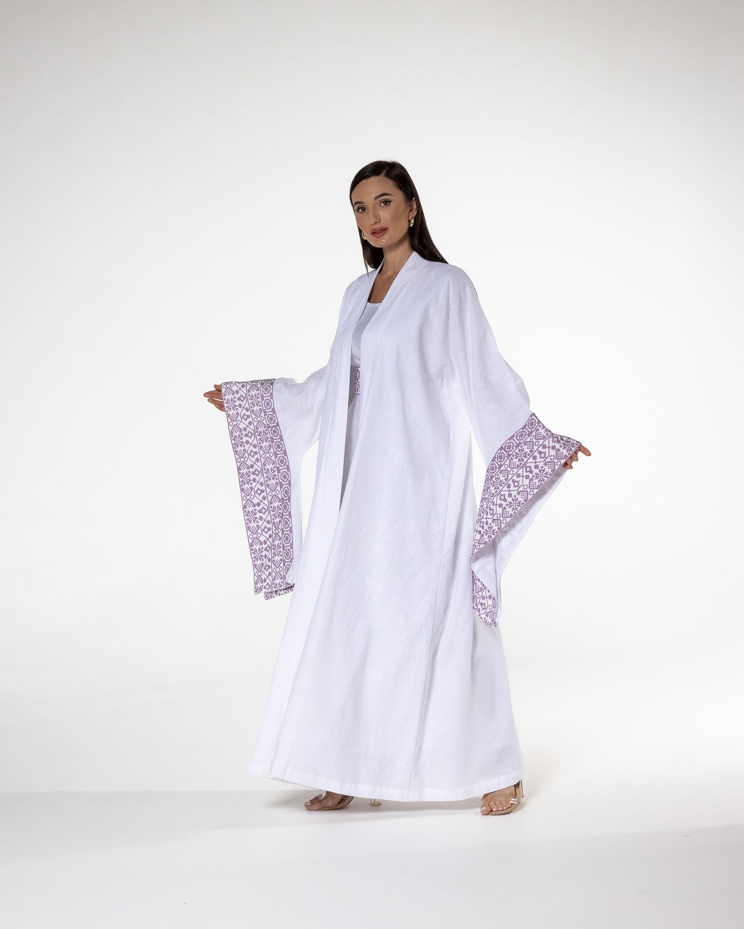 White Abaya with Embroidered Details