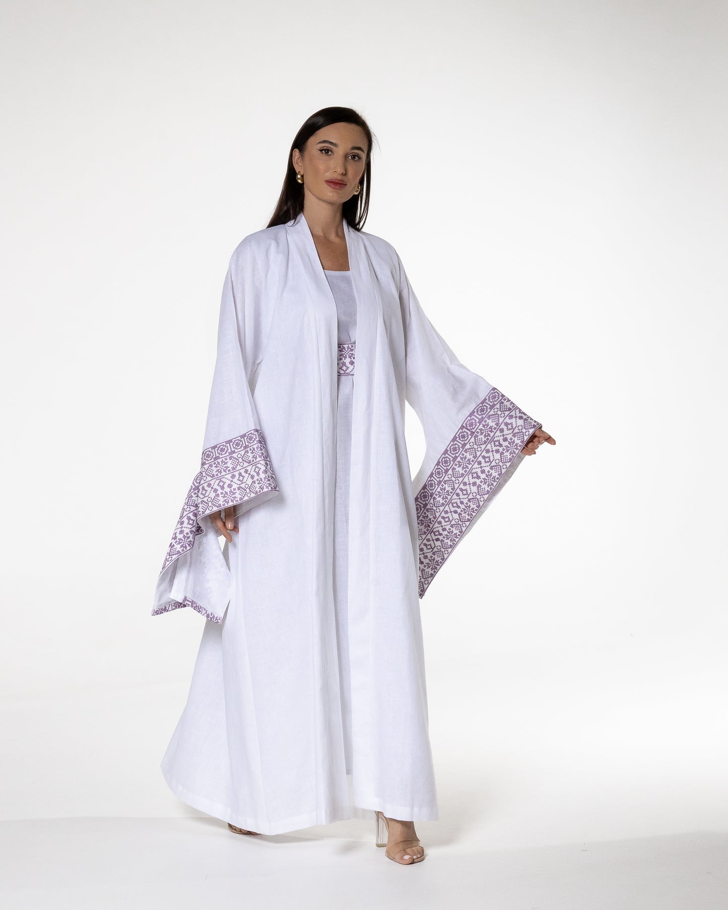 White Abaya with Embroidered Details