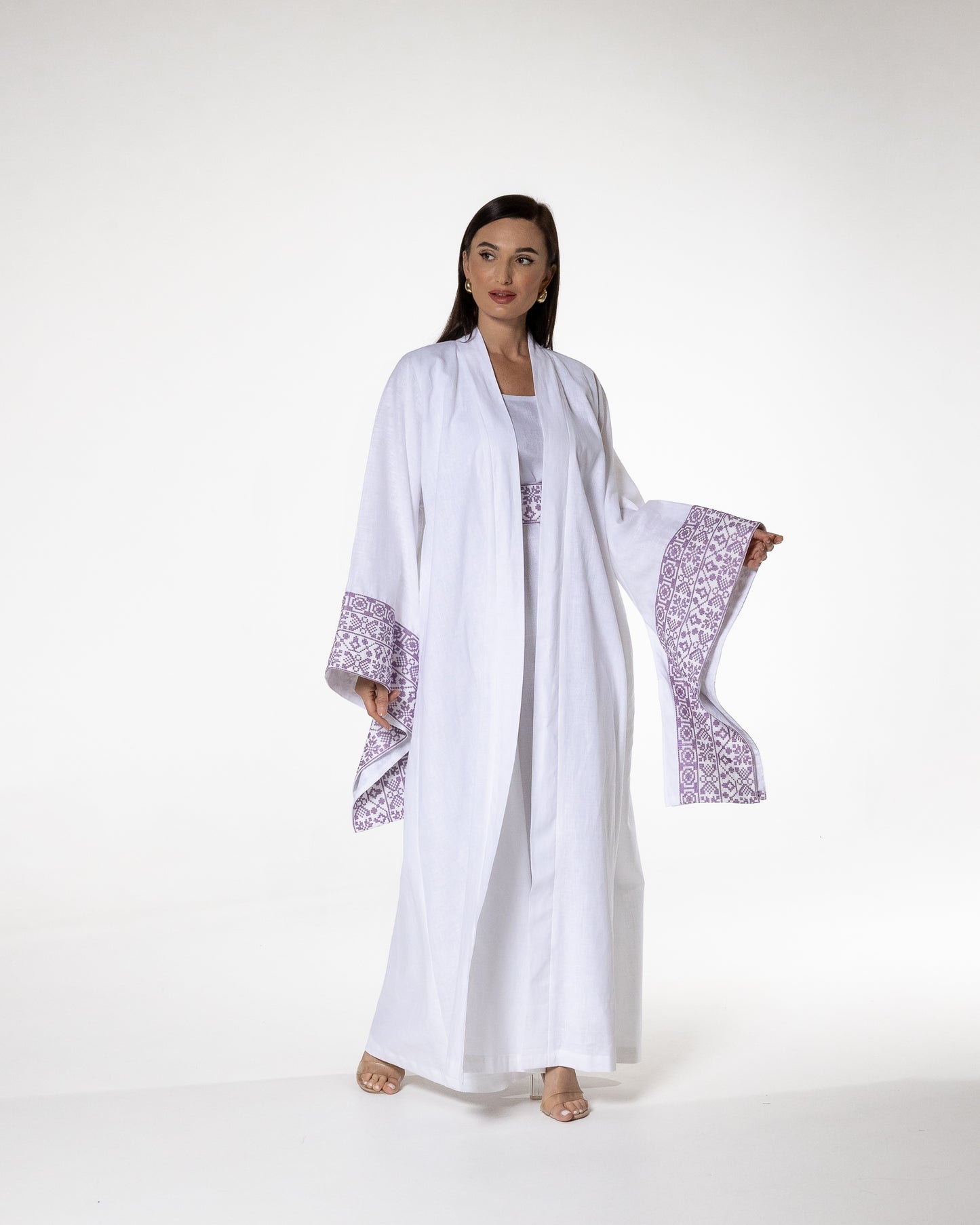 White Abaya with Embroidered Details