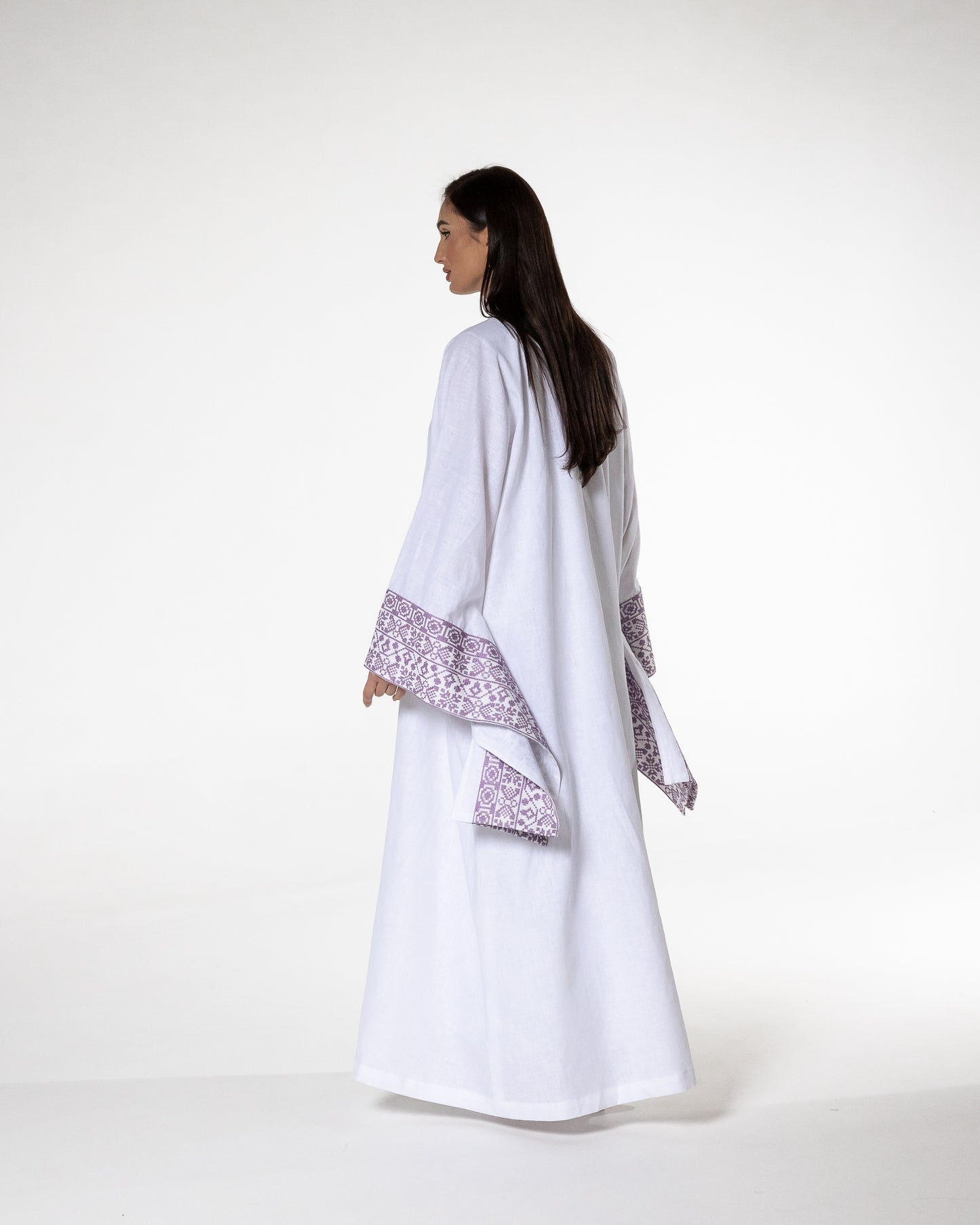 White Abaya with Embroidered Details