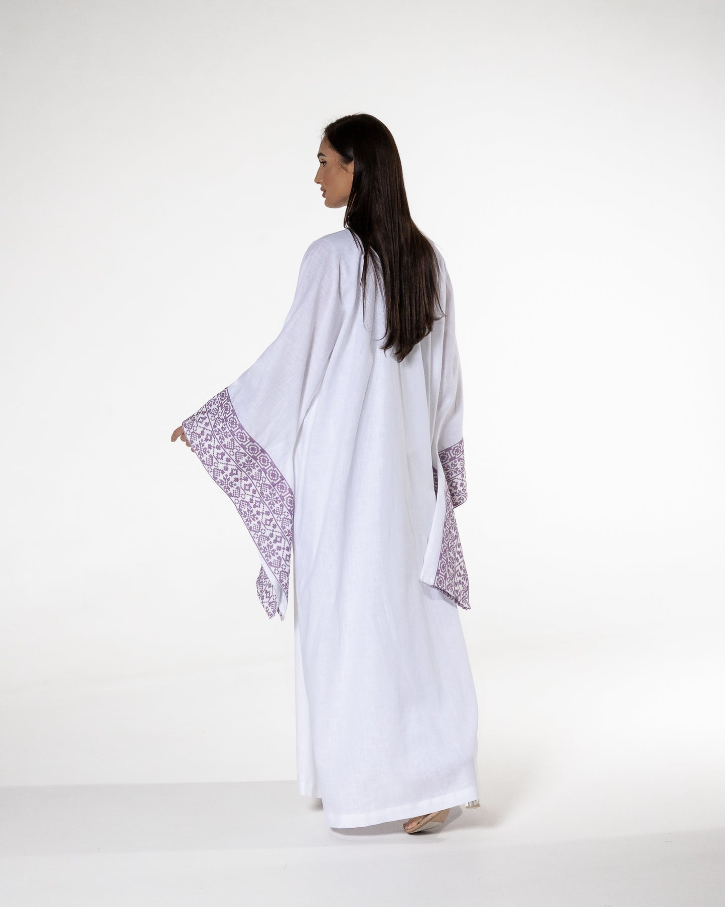 White Abaya with Embroidered Details