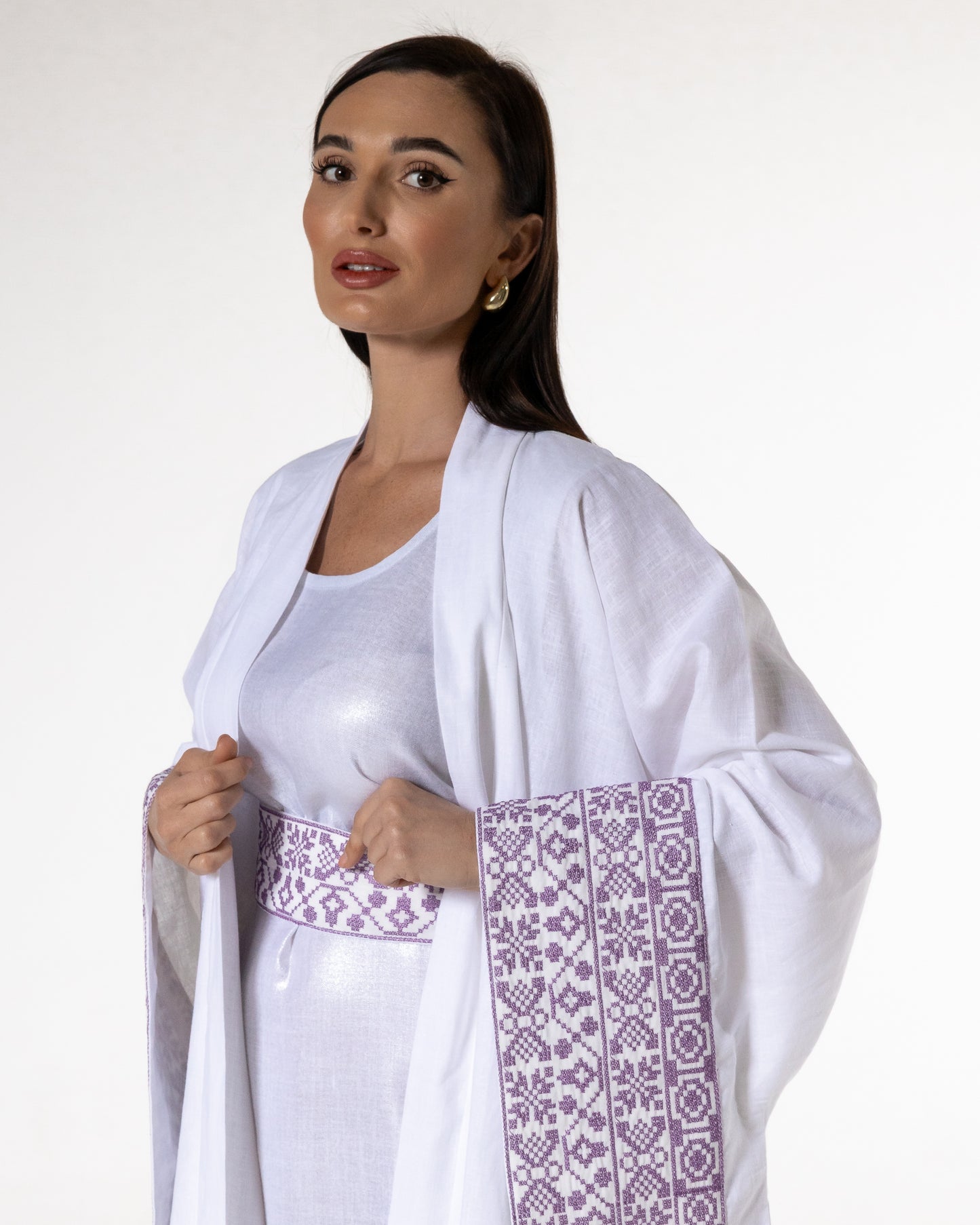 White Abaya with Embroidered Details