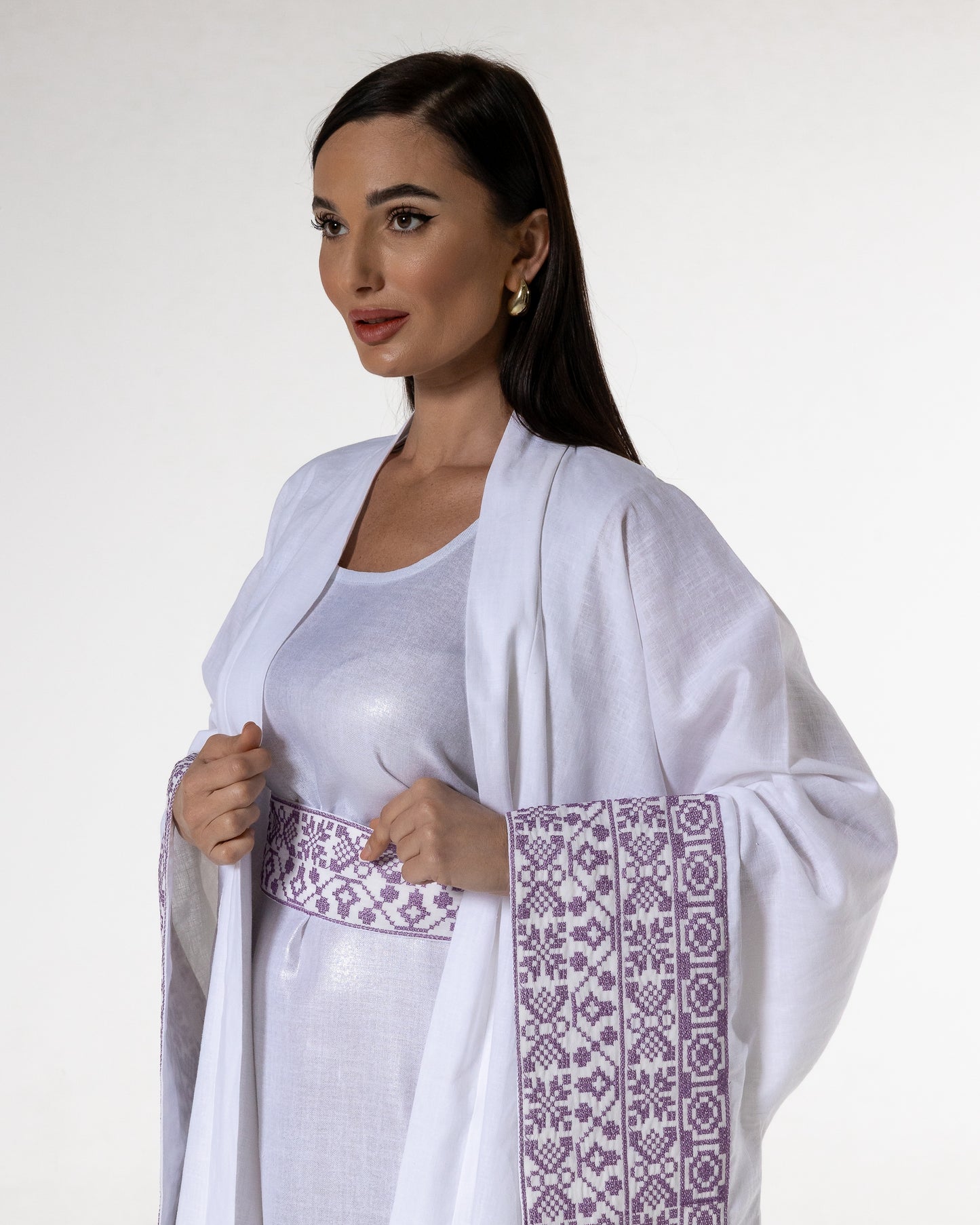 White Abaya with Embroidered Details