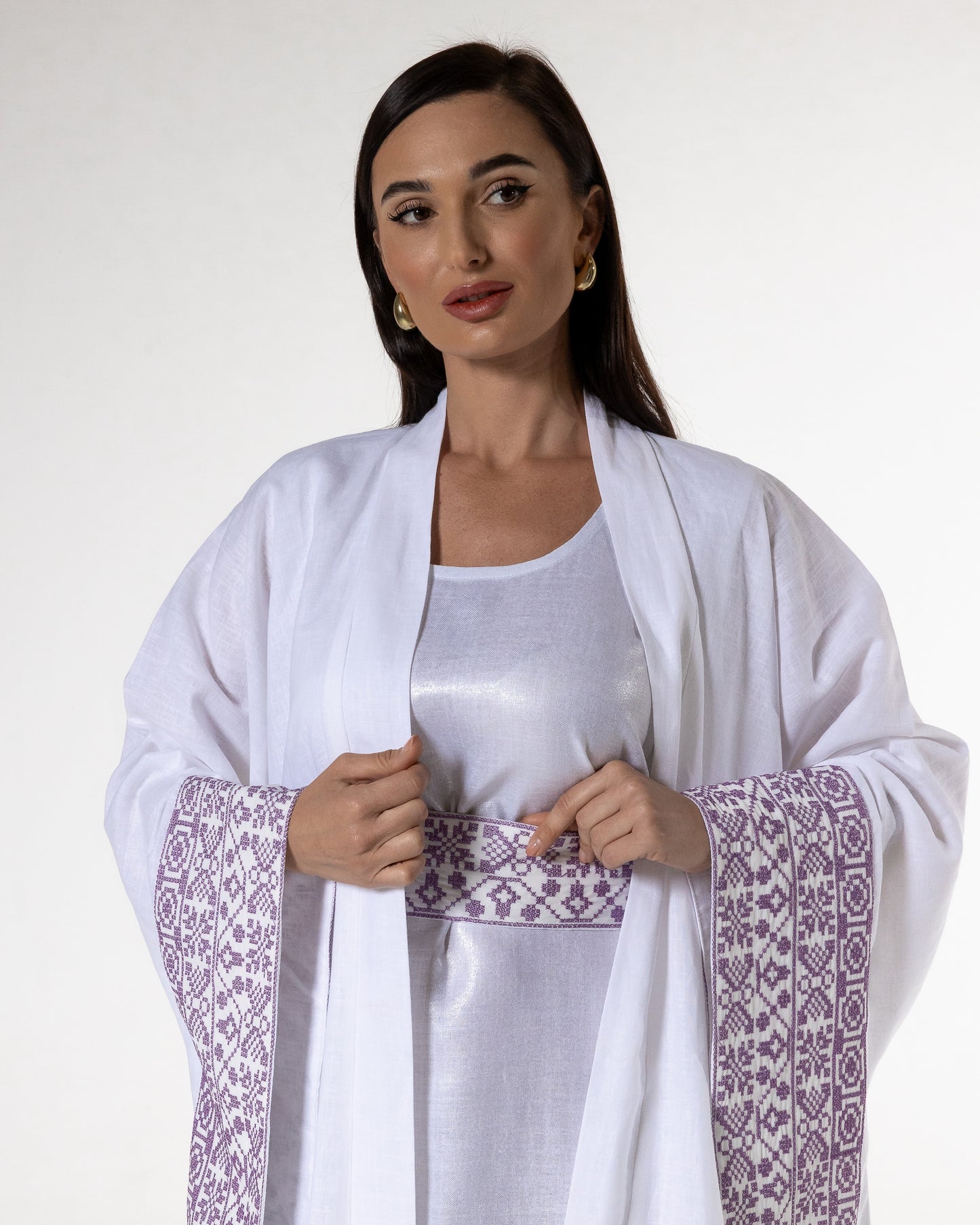 White Abaya with Embroidered Details
