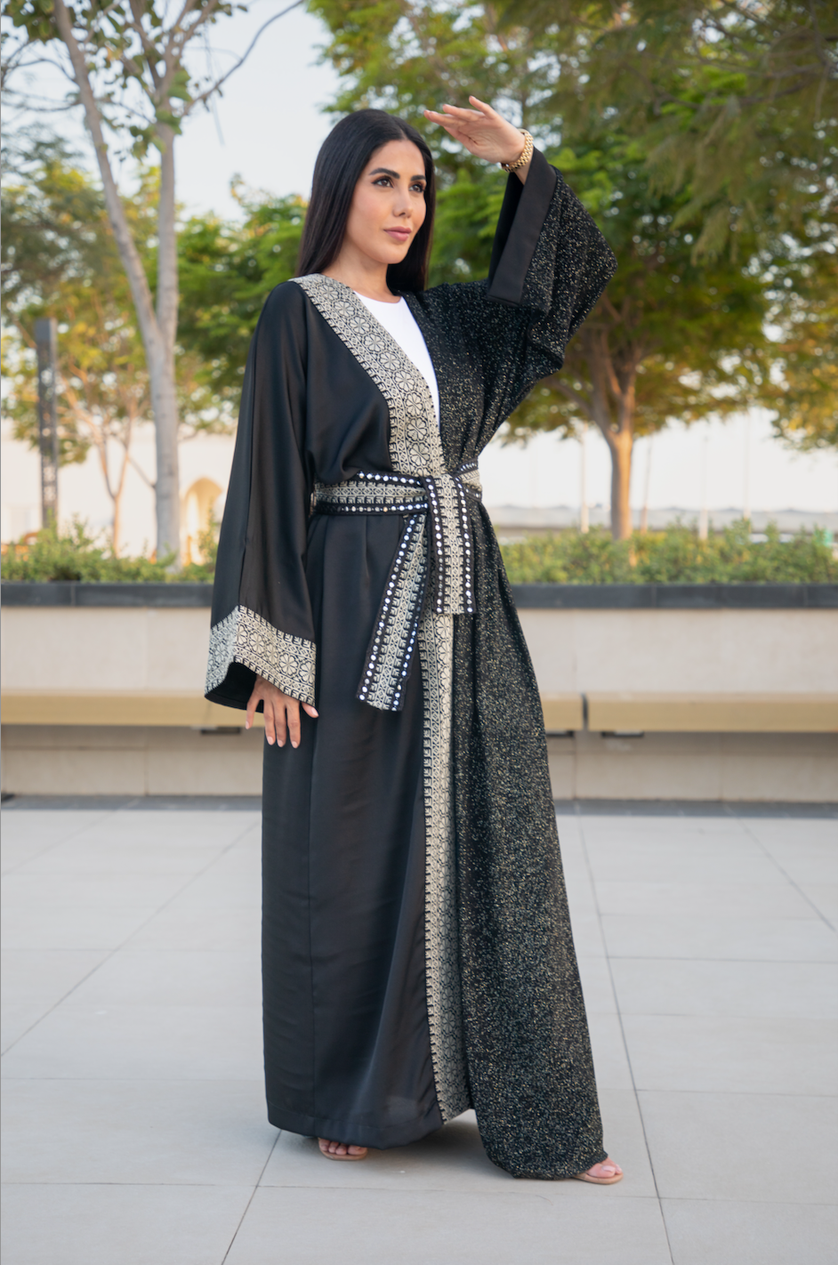 Sequin & Black Tatreez Abaya