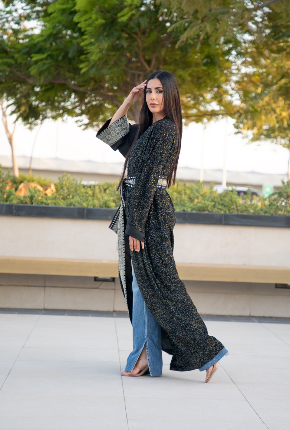 Sequin & Black Tatreez Abaya